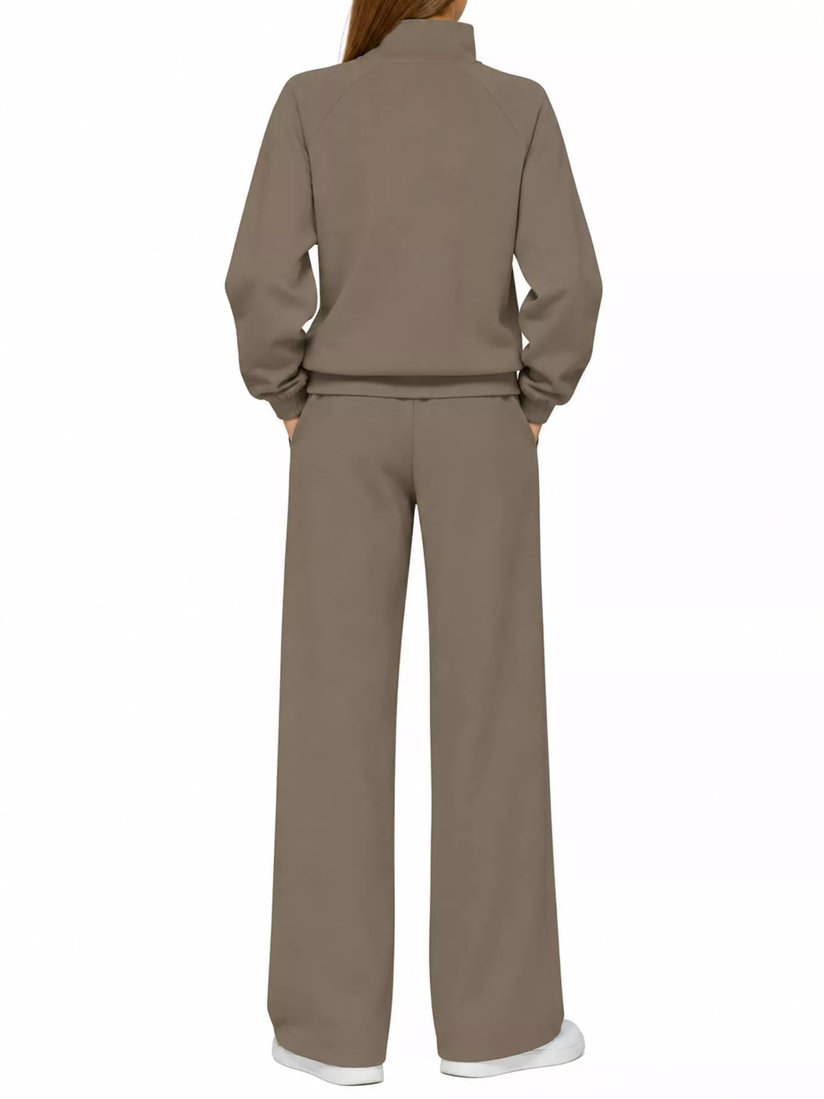 Half-Zip Sweatshirt and Wide-Leg Pants Set