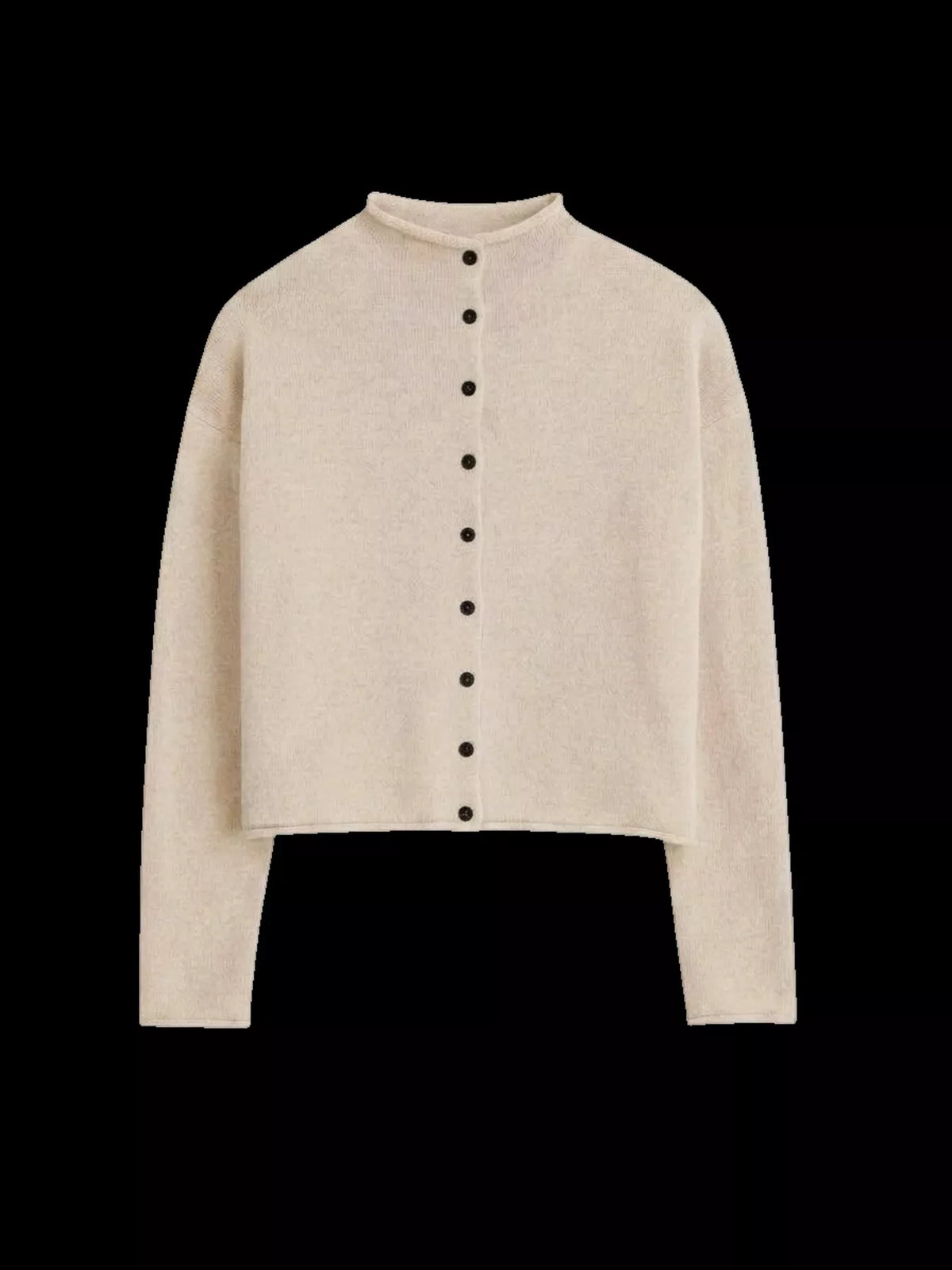 Mock Neck Button-Down Knit Cardigan