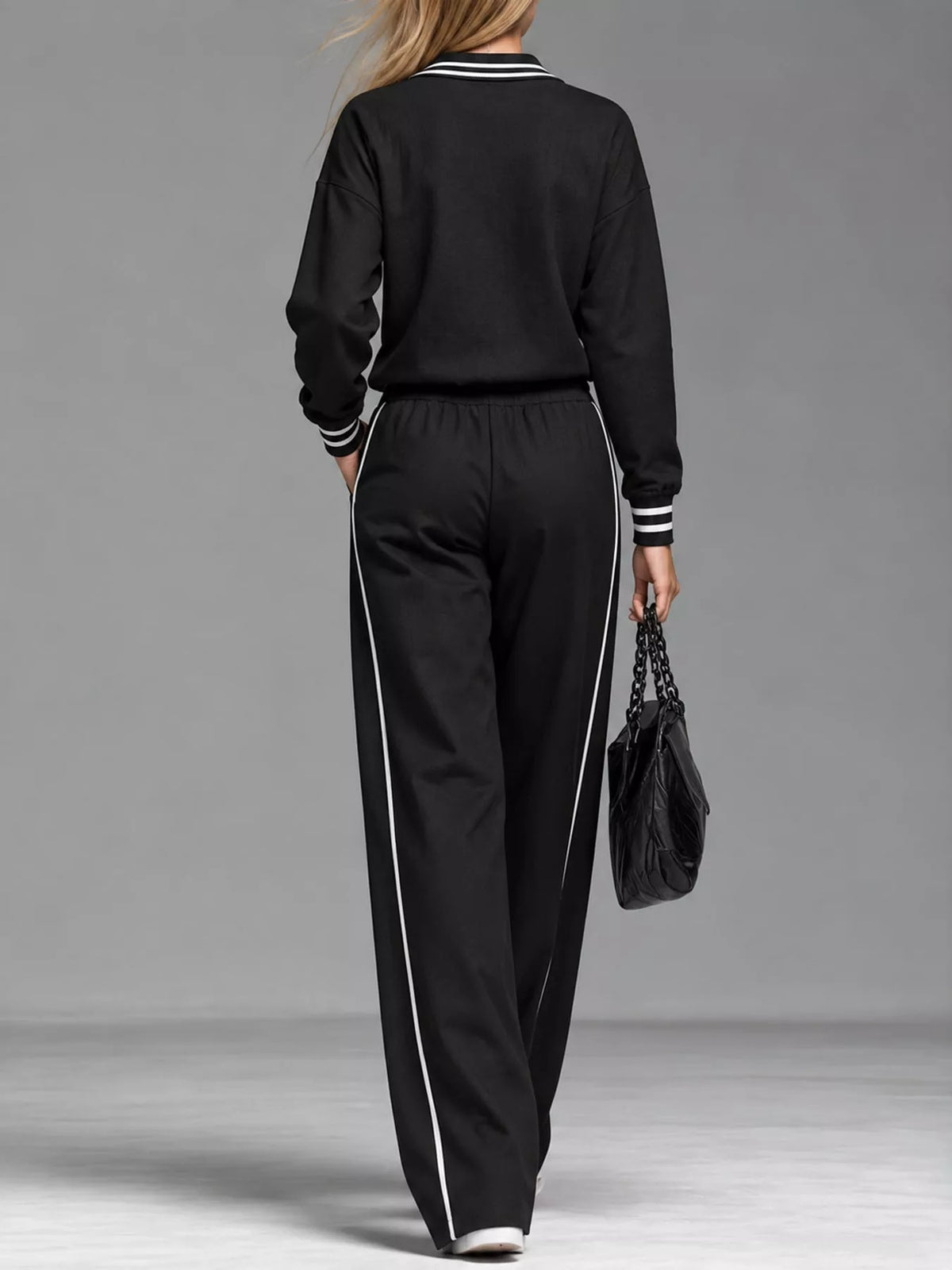 Striped Half Zip Top and Pants Set