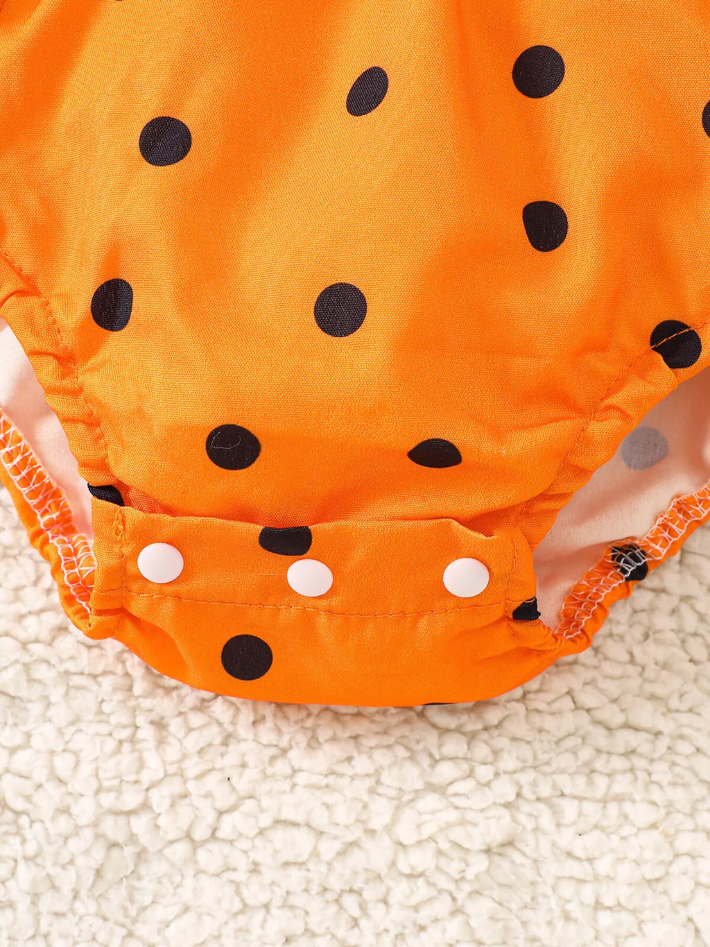 Children's Halloween Pumpkin Polka Dot Bodysuit and Headband Set