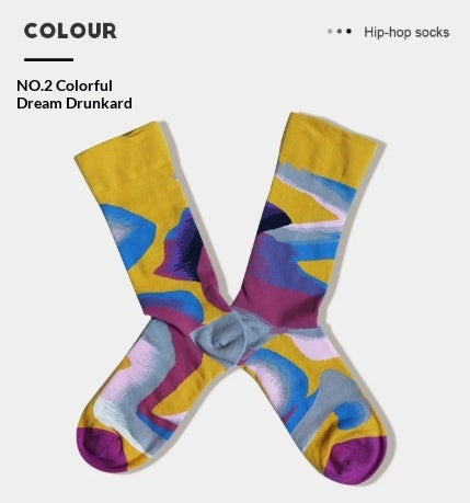 French Creative Socks Illustration Art Socks For Men And Women Couples