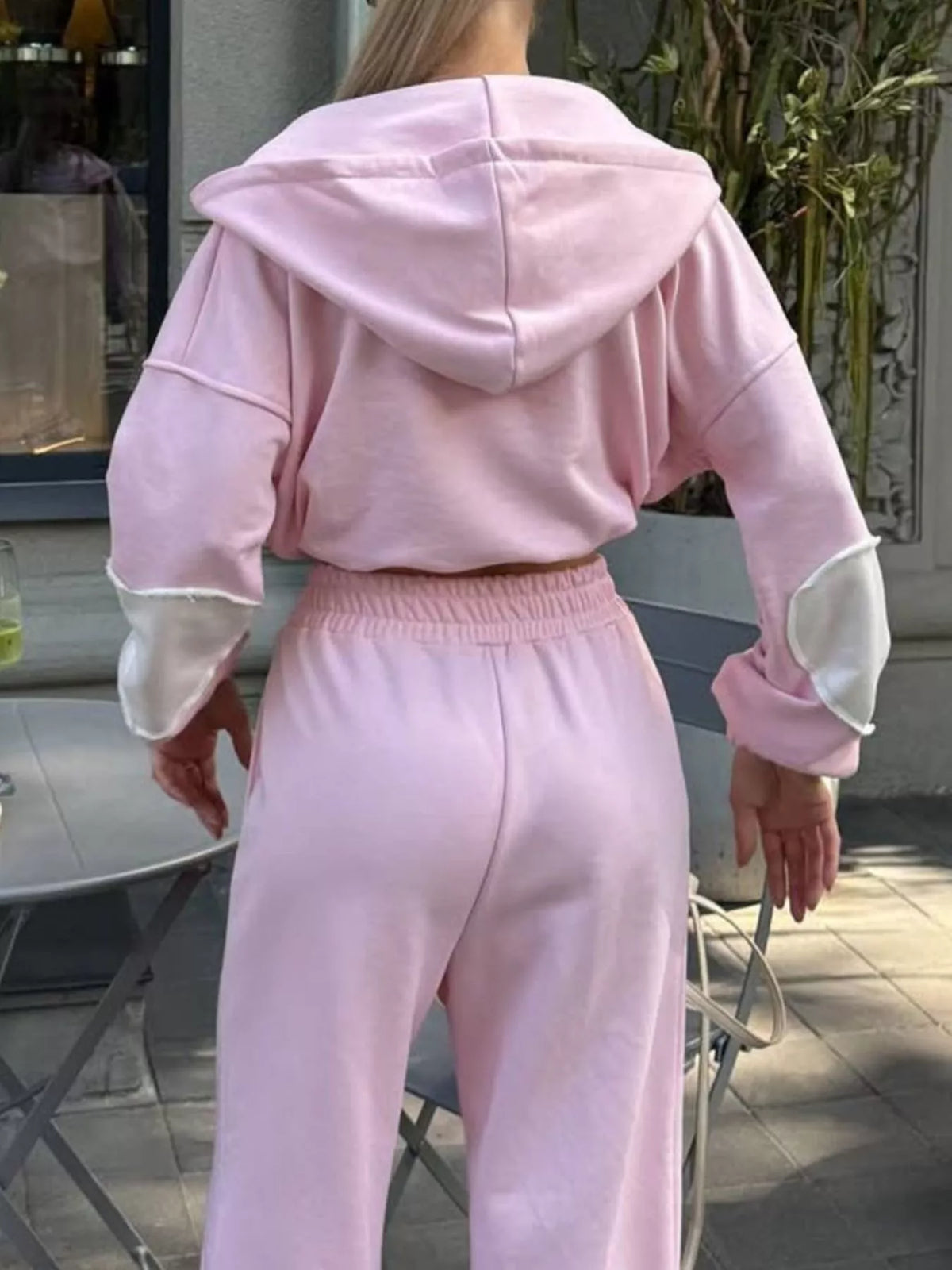 Zip Up Hoodie and Wide-Leg Pants Set