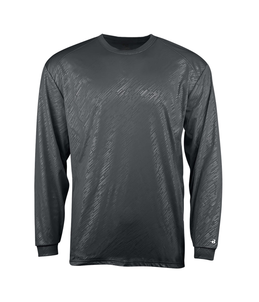 YOUTH LINE EMBOSSED LONG-SLEEVE T-SHIRT - MOISTURE-WICKING PERFORMANCE