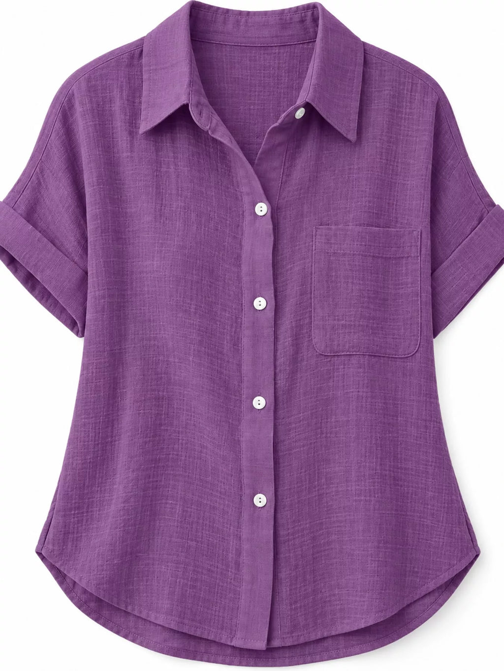Full Size Button Up Short Sleeve Shirt Plus Size