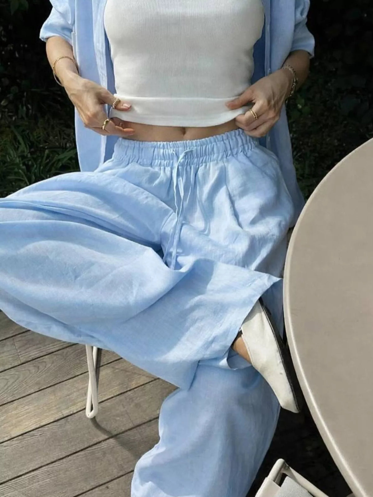 Button Up Long Sleeve Shirt and Pants Set