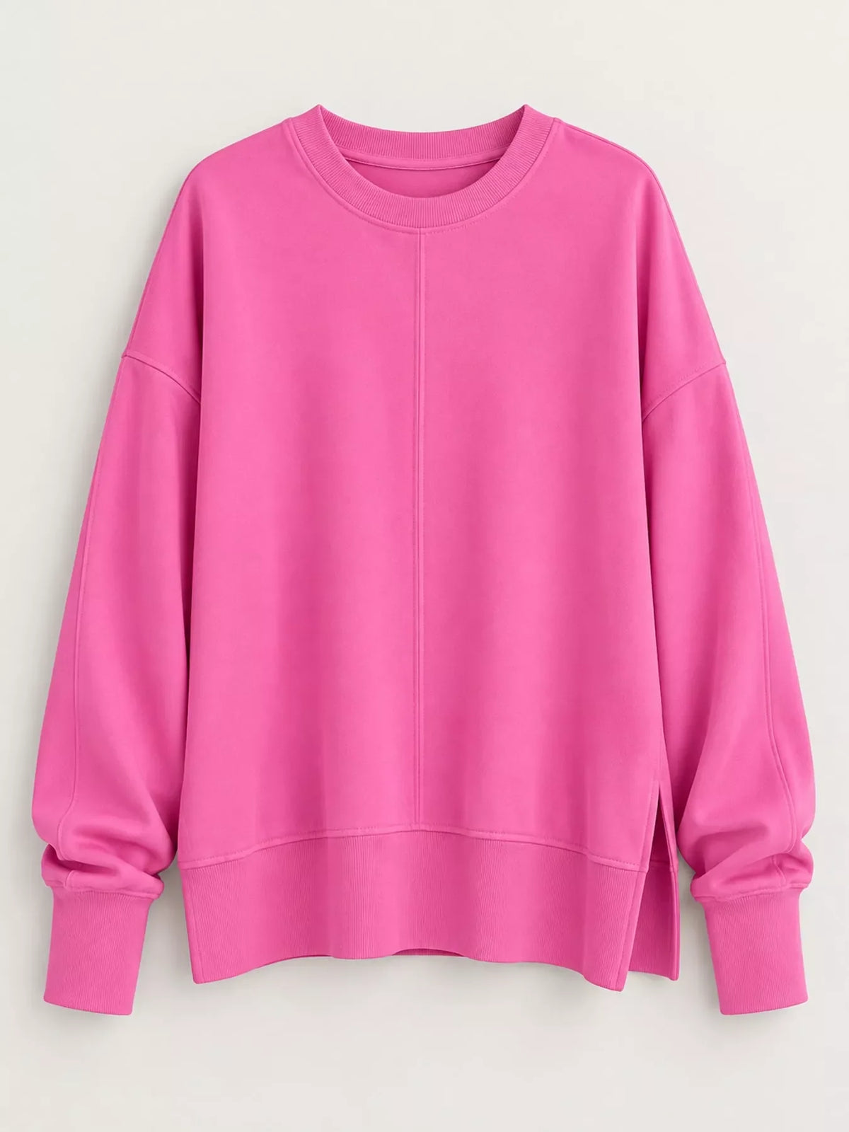 Oversized Crew Neck Sweatshirt with Side Slit
