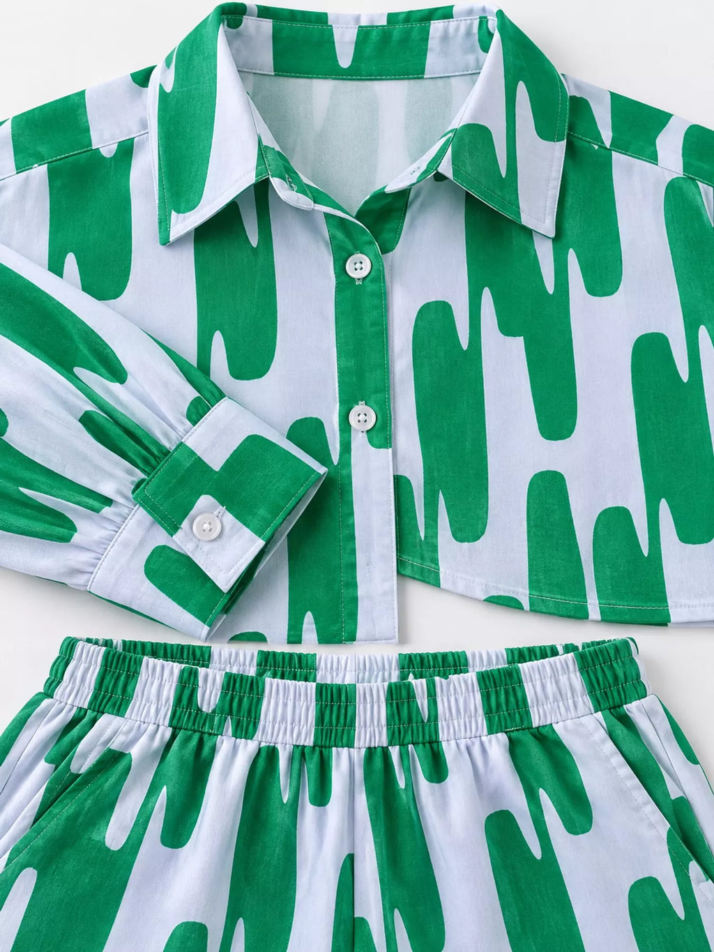 Striped Button-Down Shirt and Wide-Leg Pants Two-Piece Set