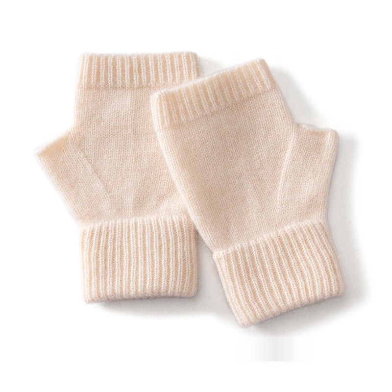 Australia Wool Warm Knitted Flat Flower Fingerless Cashmere Gloves