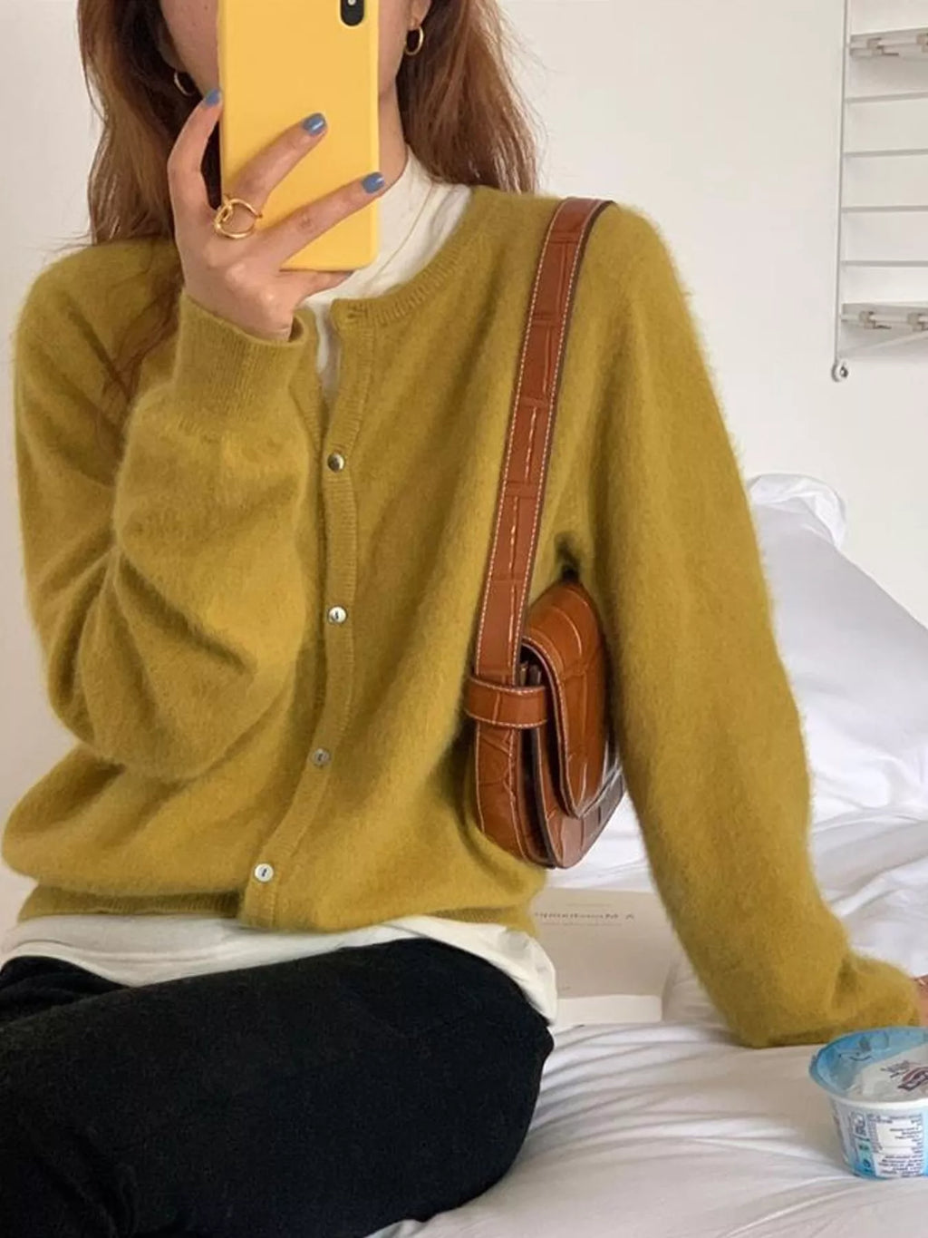 Crew Neck Button-Down Knit Cardigan
