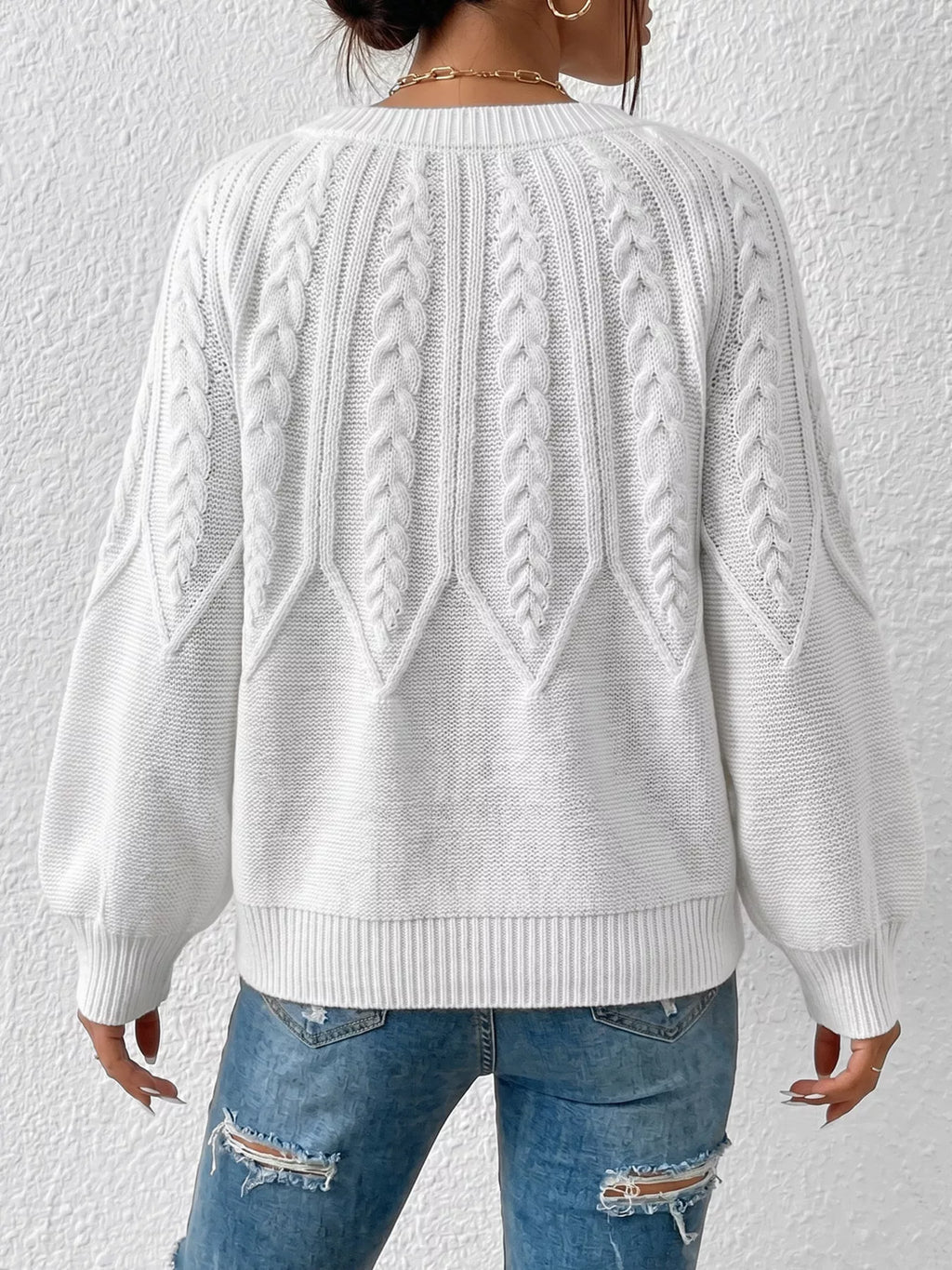 Cable-Knit Round Neck Sweater