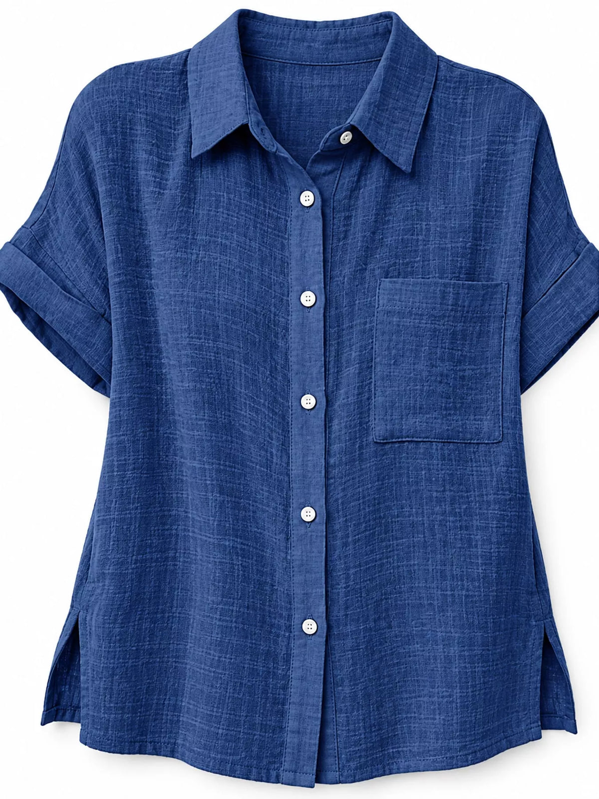 Full Size Button Up Short Sleeve Shirt Plus Size