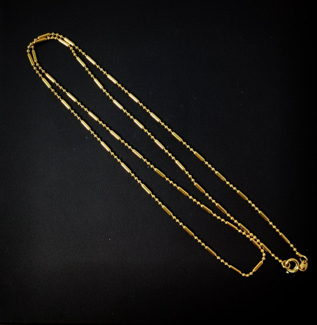 23.5 inches Ready To Use 24K Gold Plated Bead Necklace Chain, Dainty 1.5mm Bead Necklace w/ Spring Ring | CN-396  Clearance Pricing