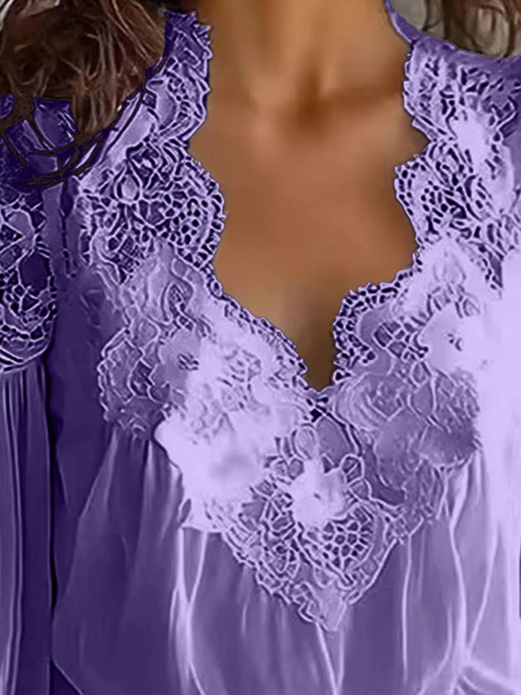 Full Size Lace V-Neck Flounce Sleeve Blouse Plus Size