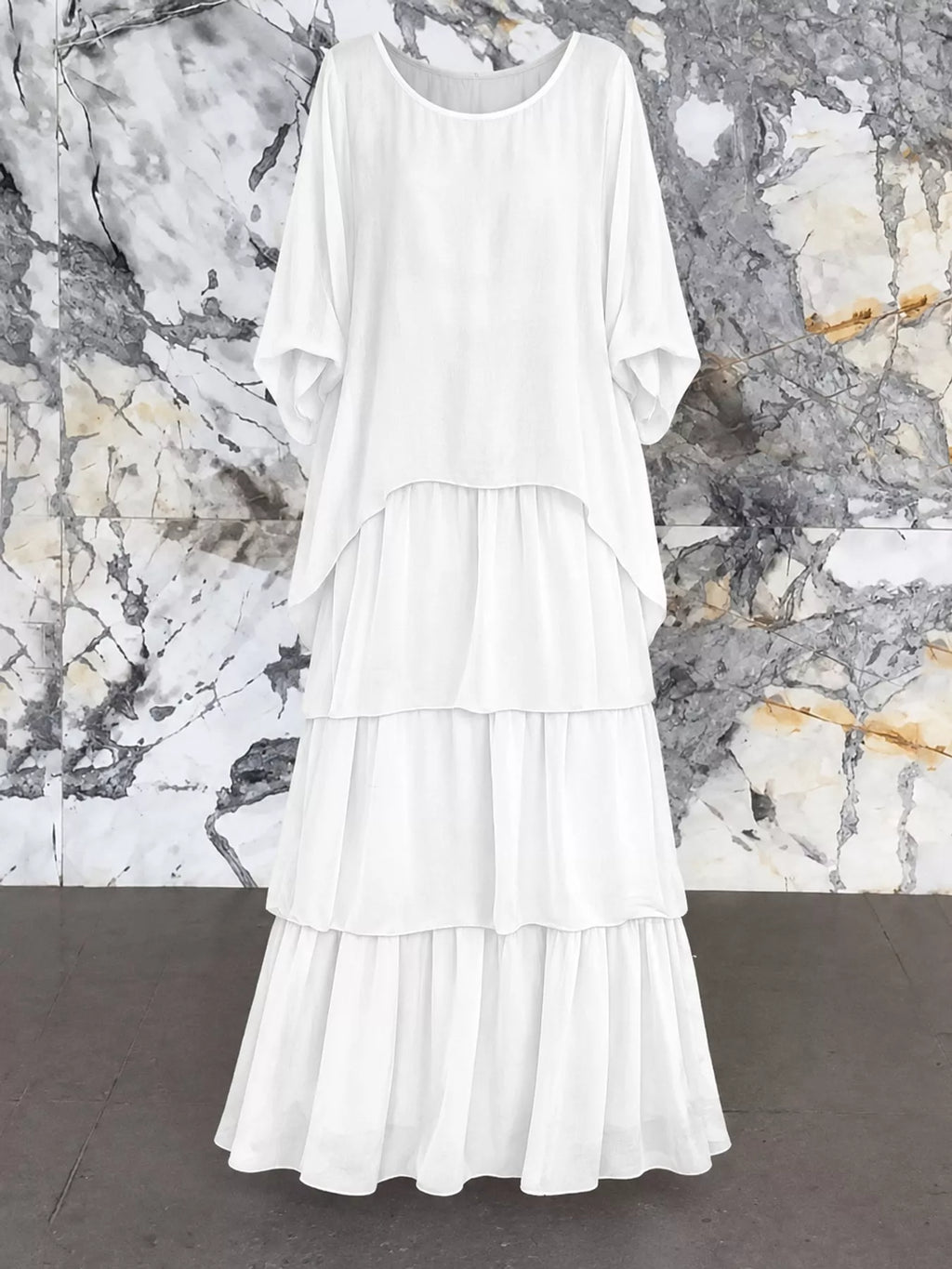 Full Size Layered Batwing Sleeve Maxi Dress Plus Size