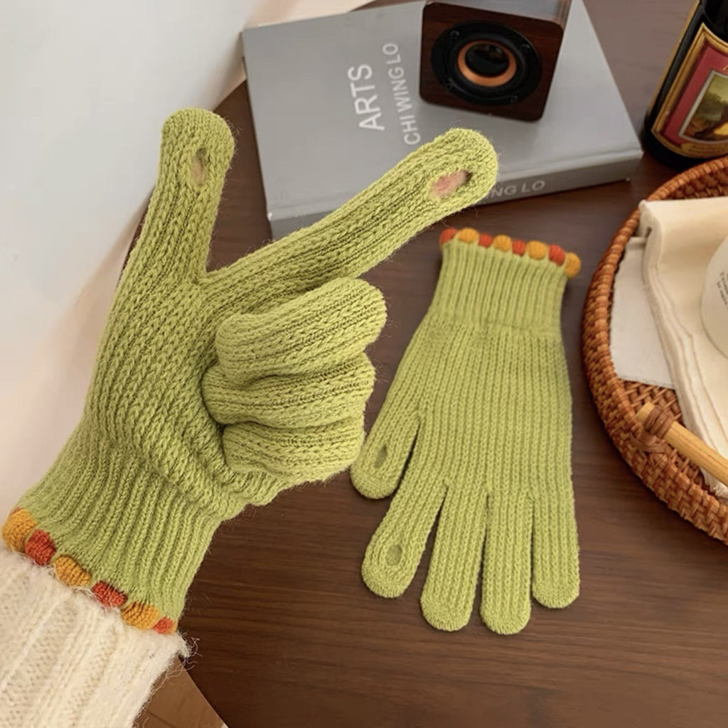 Winter Fingerless Knitted Gloves Touchscreen Warm Windproof