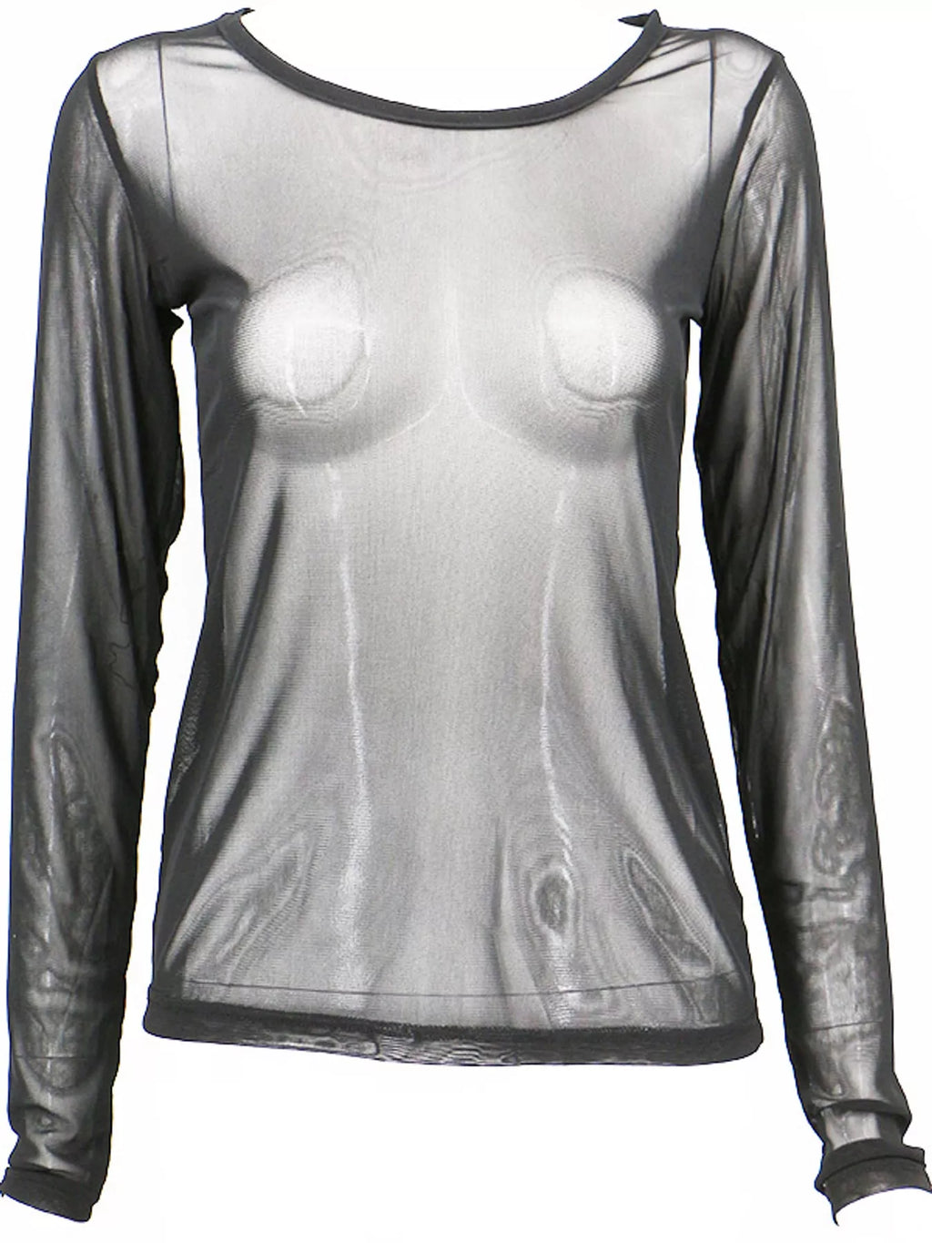 Full Size Sheer Mesh Long Sleeve Top Plus Size