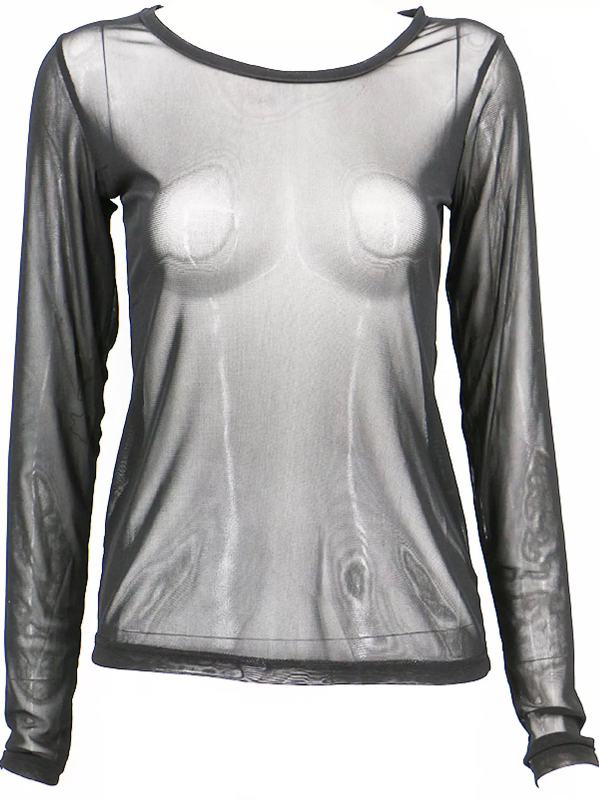 Full Size Sheer Mesh Long Sleeve Top Plus Size