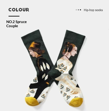 French Creative Socks Illustration Art Socks For Men And Women Couples