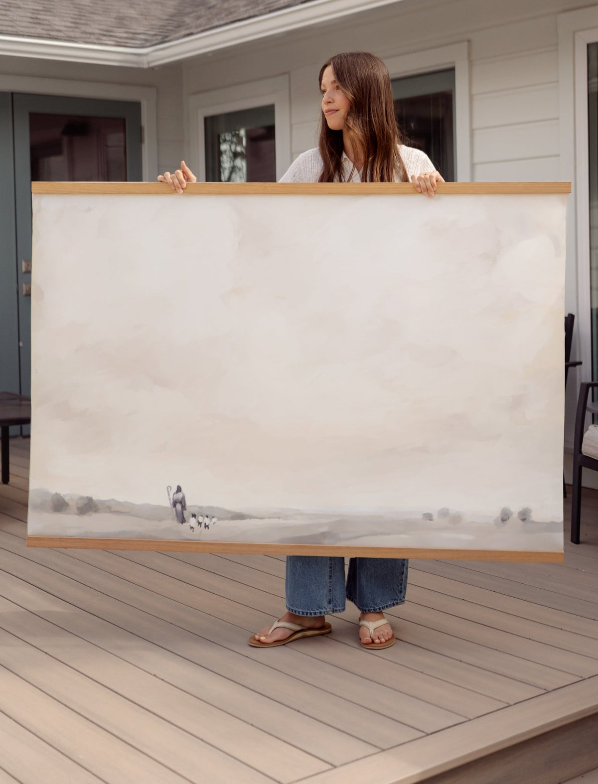 Large Canvas with Banner Wood: Jesus is my Shepherd