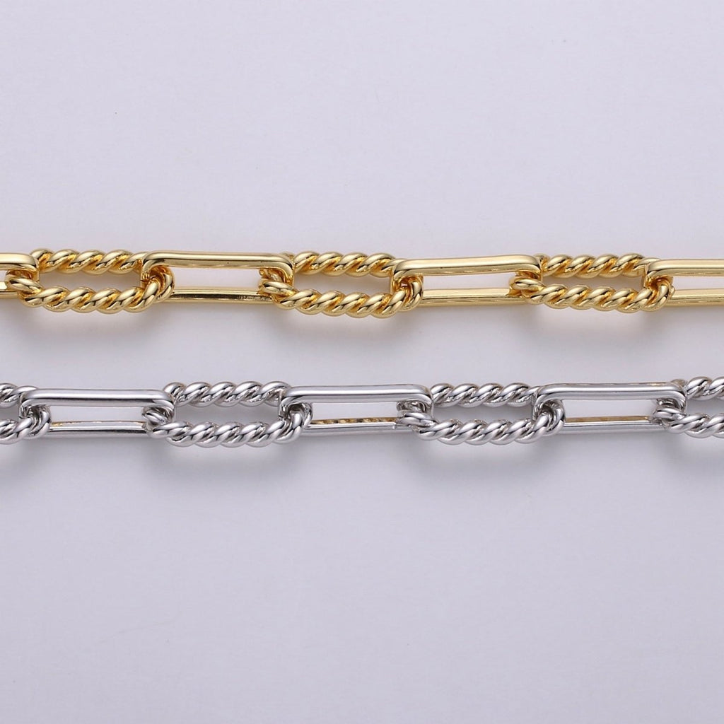 24K Gold Filled 2.5mm Thickness Twisted UNIQUE PAPER CLIP Chain By Yard, Gold Filled Rolo Cable Chain Thickness 2mm | ROLL-279, ROLL-280 Clearance Pricing