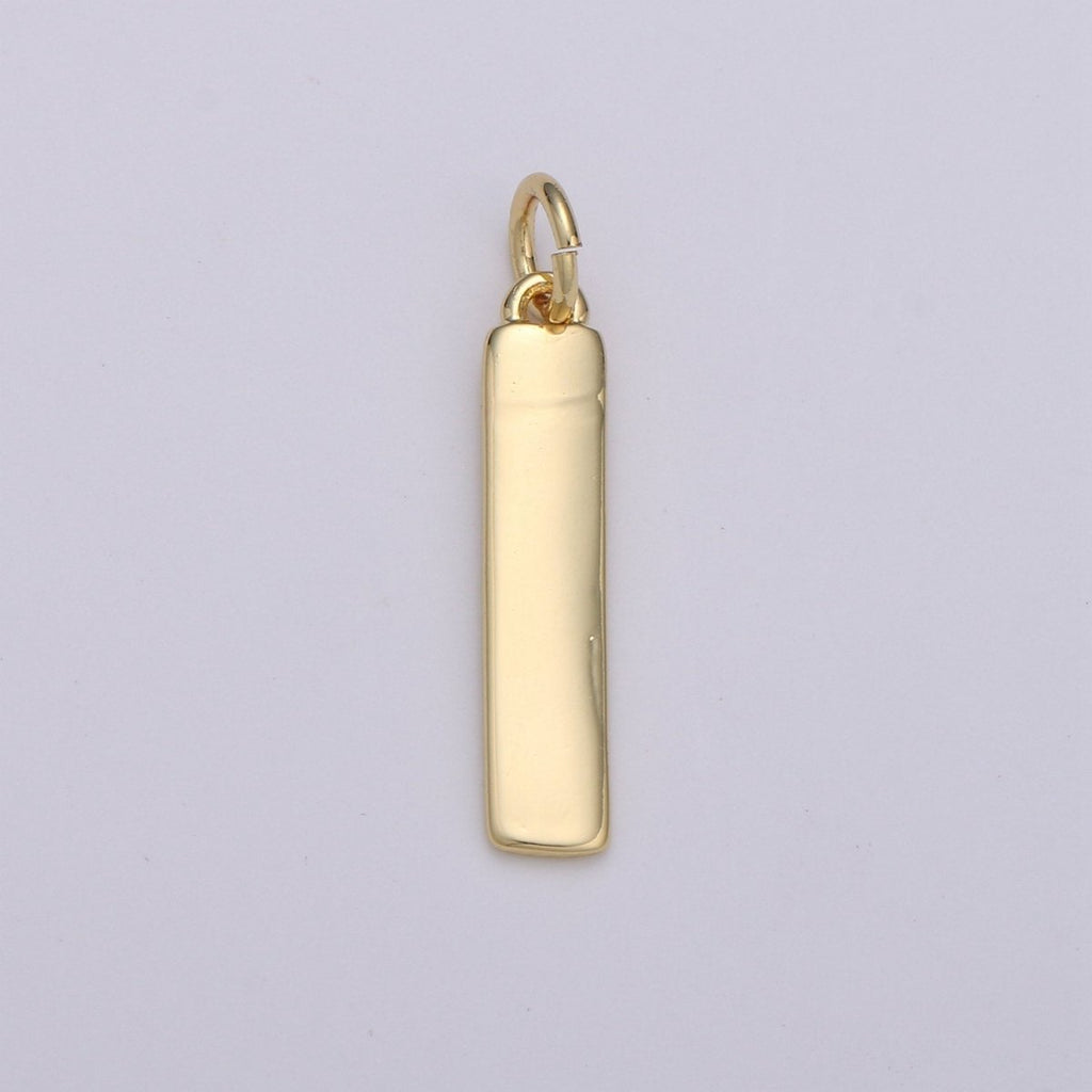 24k Gold Filled and Silver Long Rectangle Charm,  Dainty Women Necklace, Gold Filled Charm, For DIY Jewelry, Gold Color | D-542 D-543