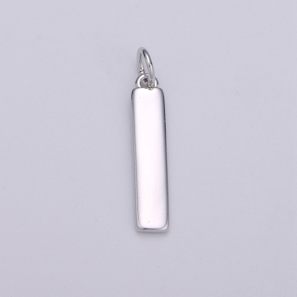 24k Gold Filled and Silver Long Rectangle Charm,  Dainty Women Necklace, Gold Filled Charm, For DIY Jewelry, Gold Color | D-542 D-543