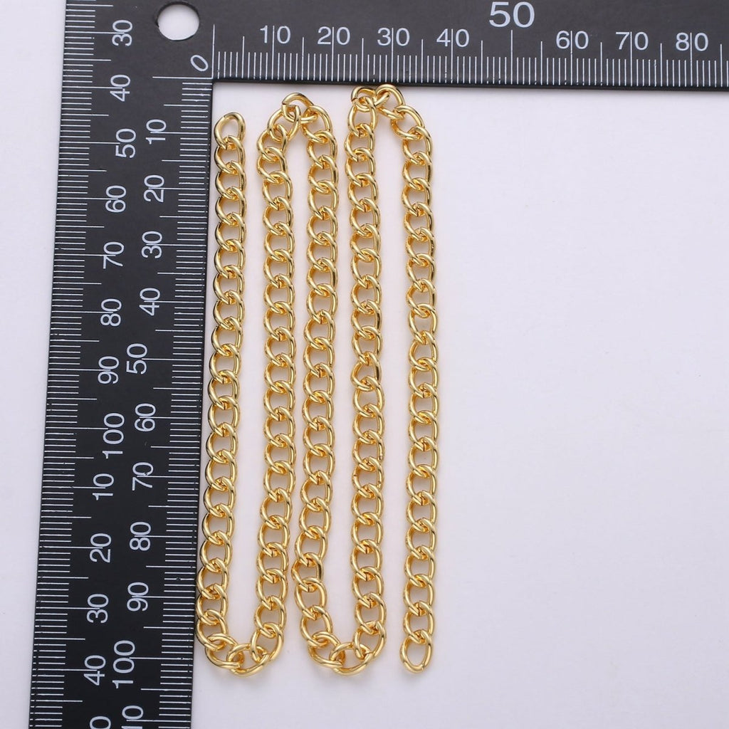 24K Gold Filled Chunky Curb Chain by Yard, Cuban Curb Chain by Yard, Wholesale bulk Roll Chain for Jewelry Making Width 5mm | ROLL-282 Clearance Pricing