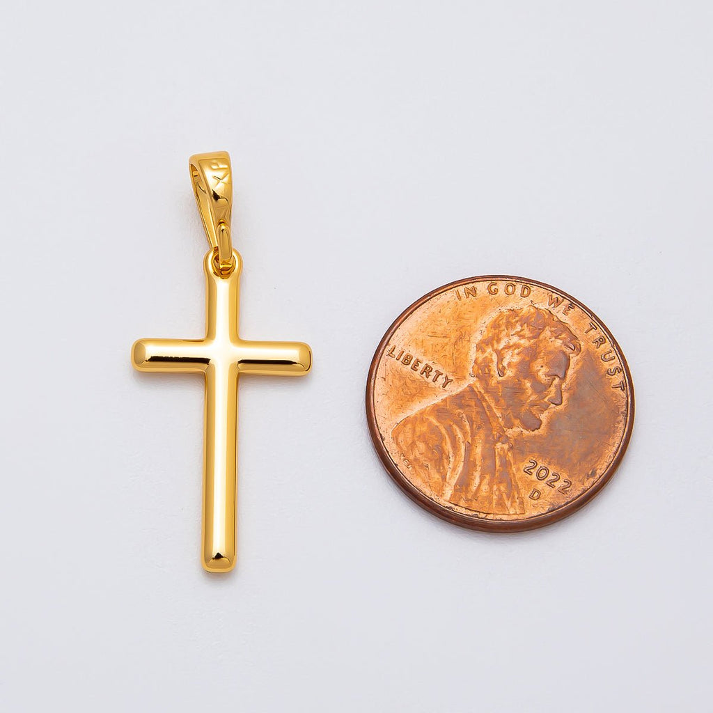 16K Gold Filled Religious Latin Cross Minimalist Christian Pendant | I095