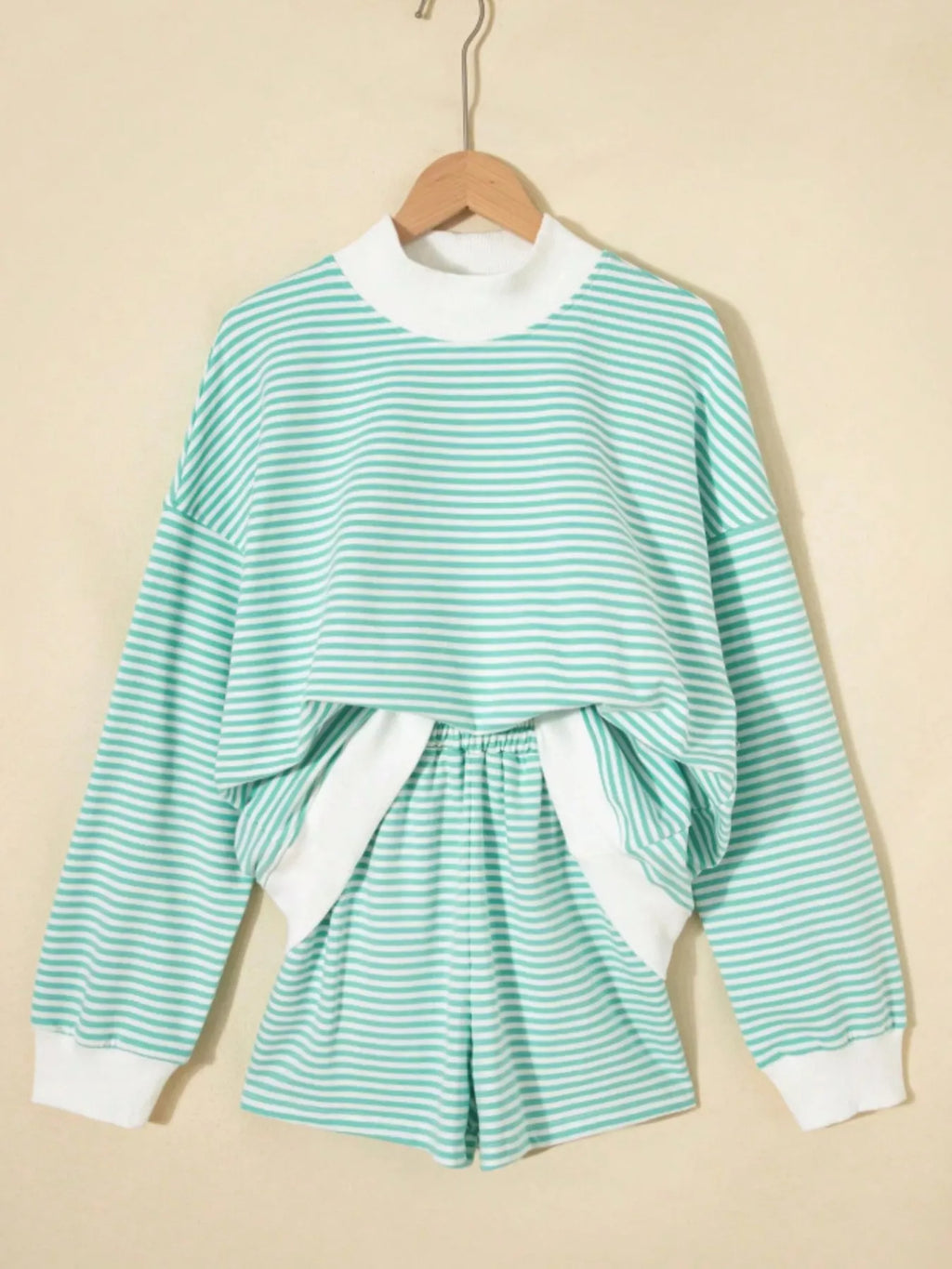 Striped Oversized Sweatshirt and Shorts Set