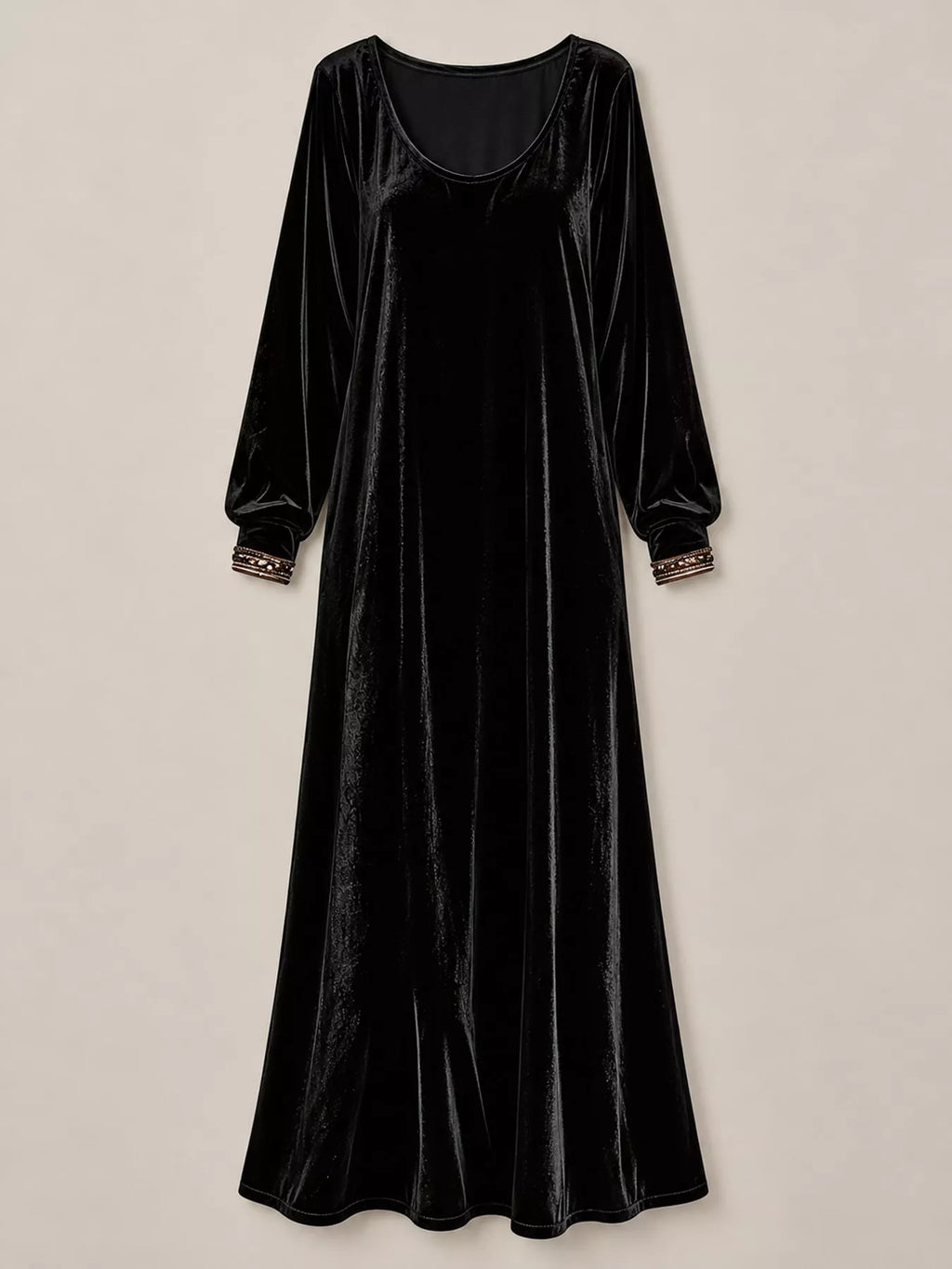 Velvet Long-Sleeve Maxi Dress
