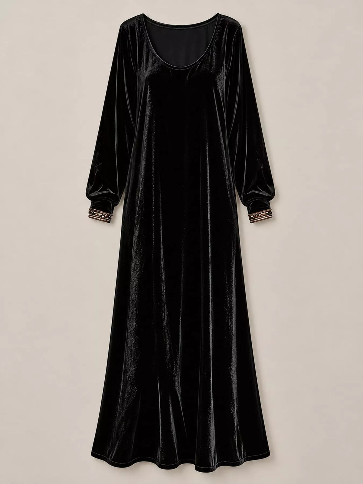 Velvet Long-Sleeve Maxi Dress