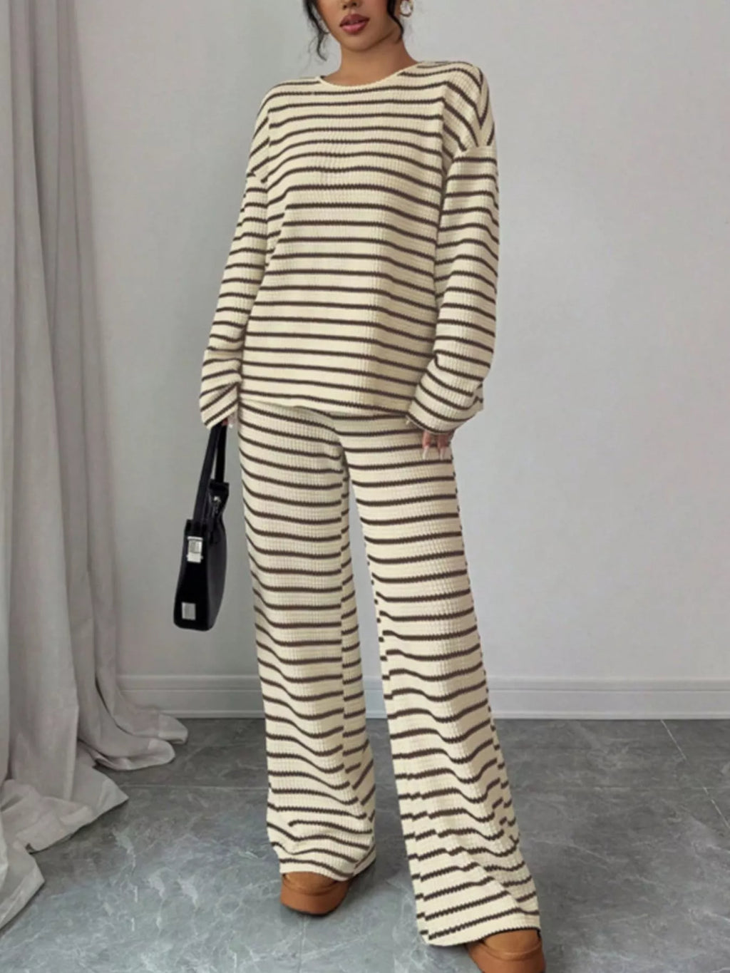 Striped Relaxed Fit Top and Pants Set