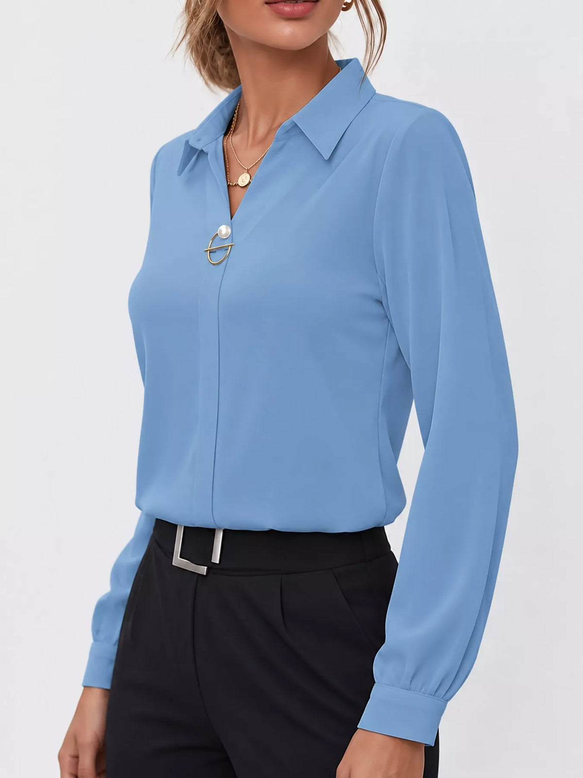 Long Sleeve Satin Blouse