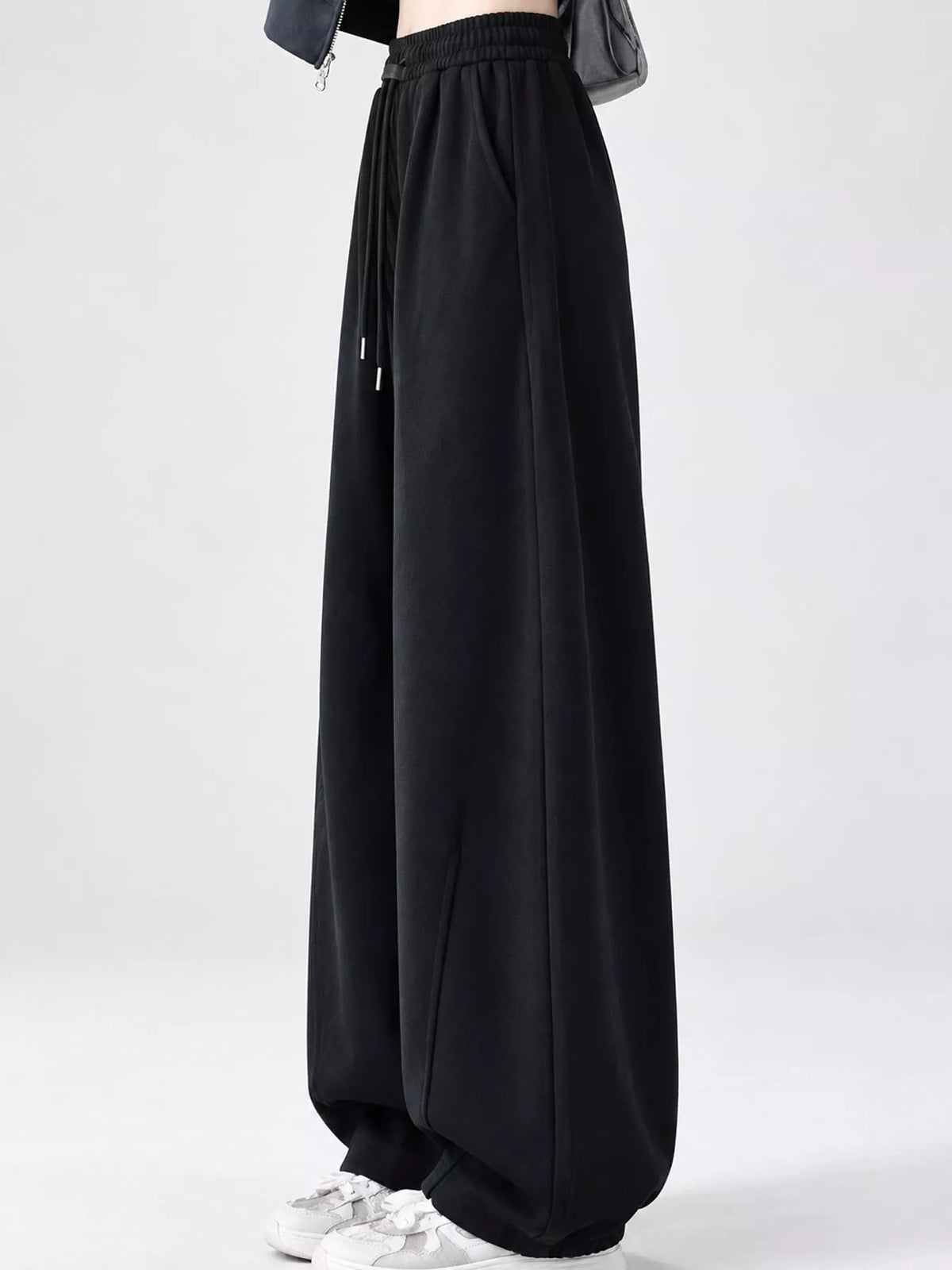 Full Size Drawstring Loose Fit Wide-Leg Sweatpants Plus Size