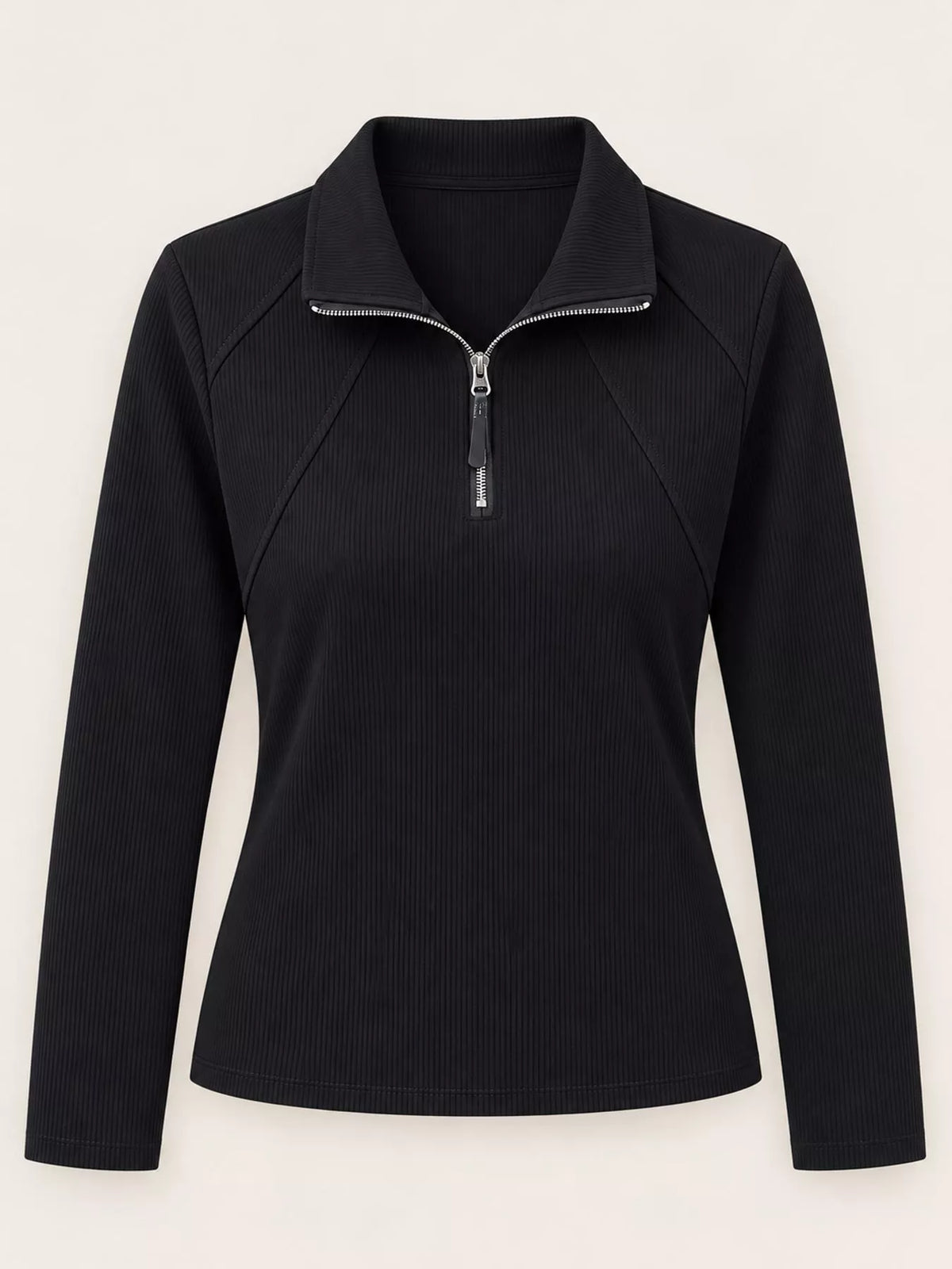 Plus Size Quarter-Zip Long Sleeve Top