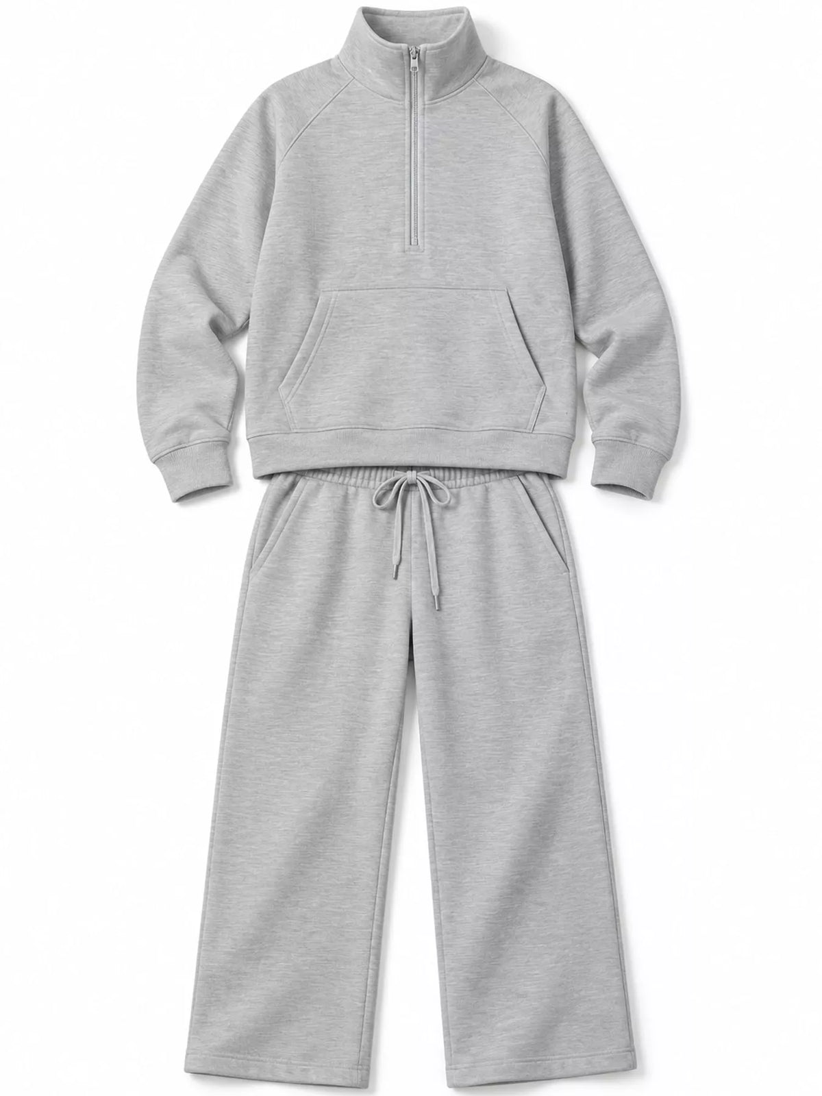 Half-Zip Sweatshirt and Wide-Leg Pants Set