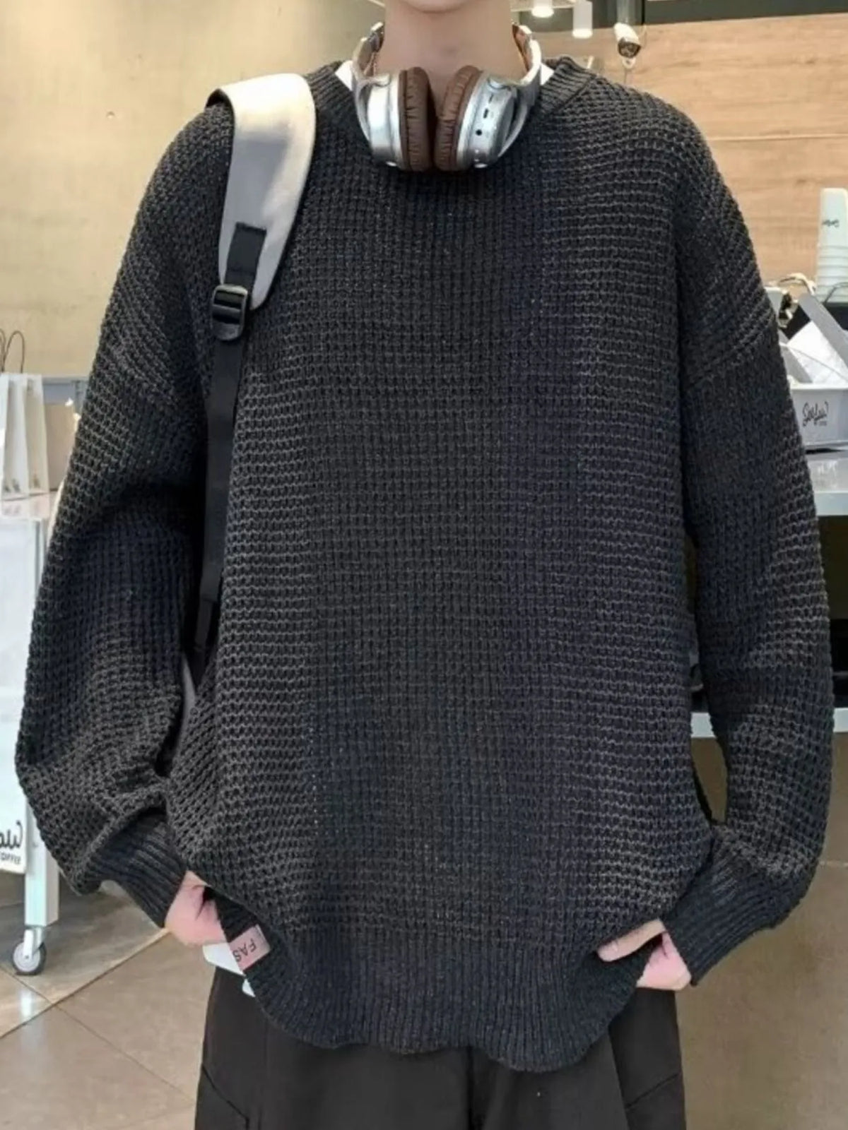 Men's Plus Size Round Neck Long Sleeve Sweater