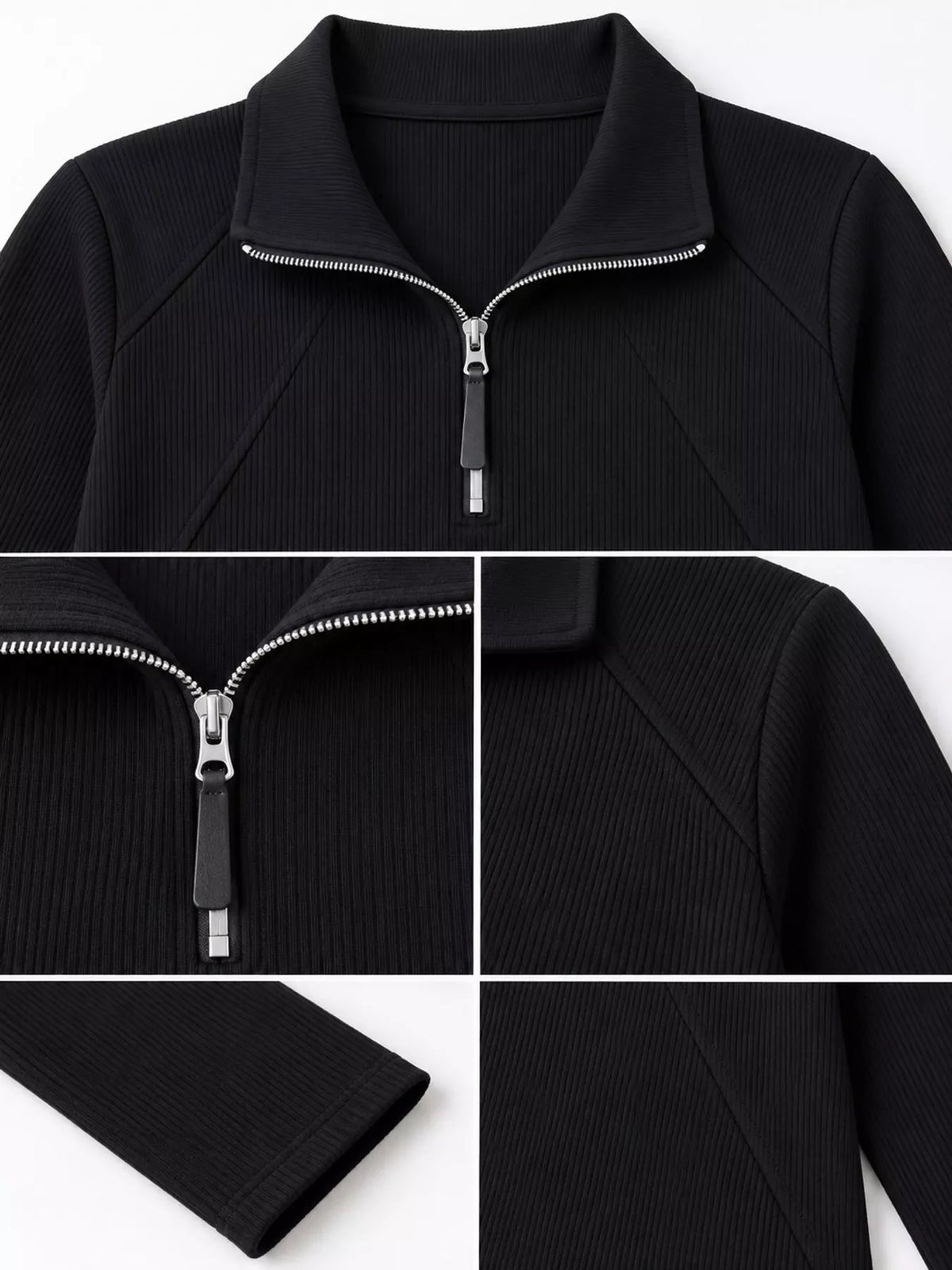 Plus Size Quarter-Zip Long Sleeve Top