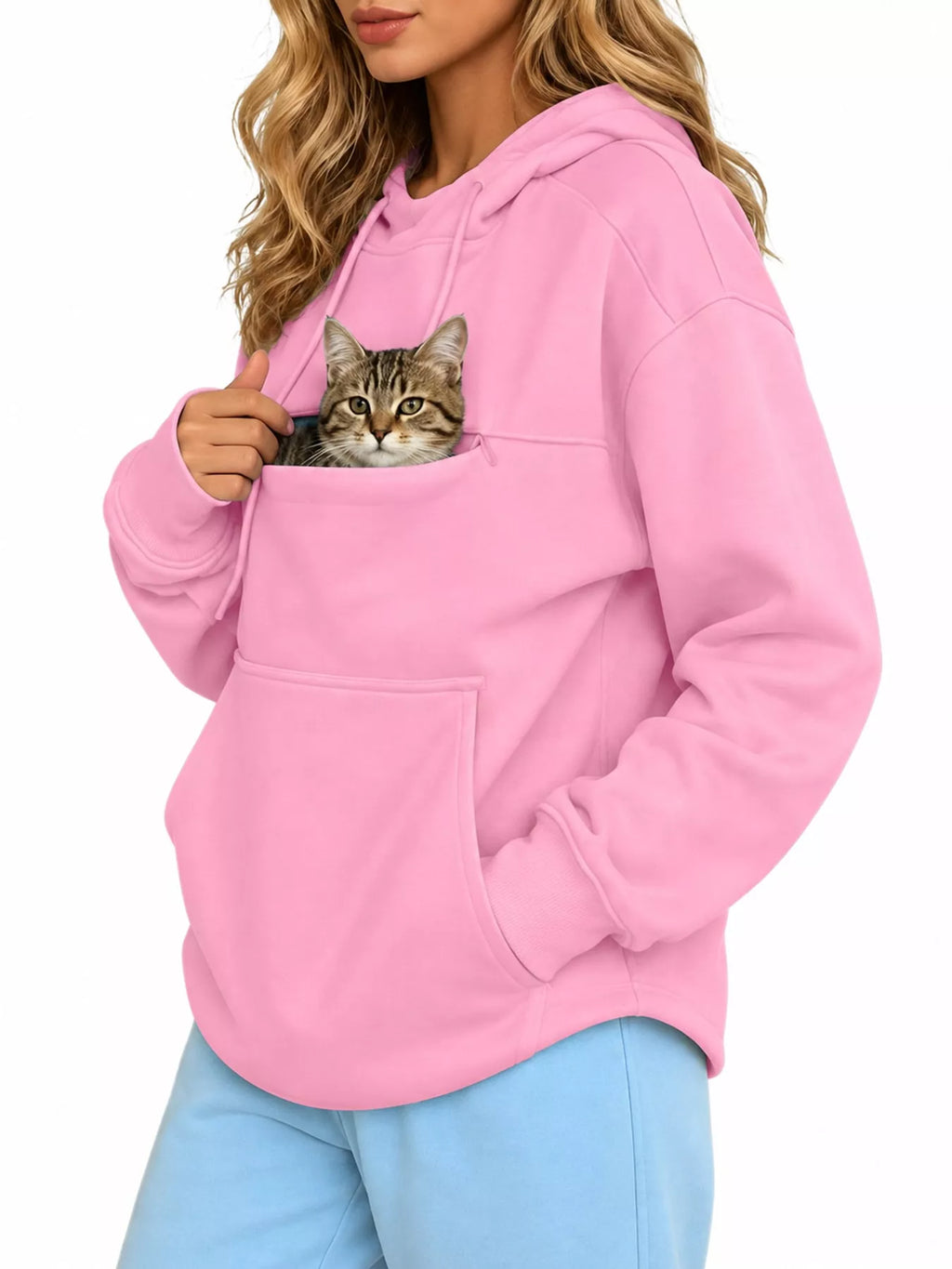 Full Size Cat Pouch Drawstring Hoodie Plus Size