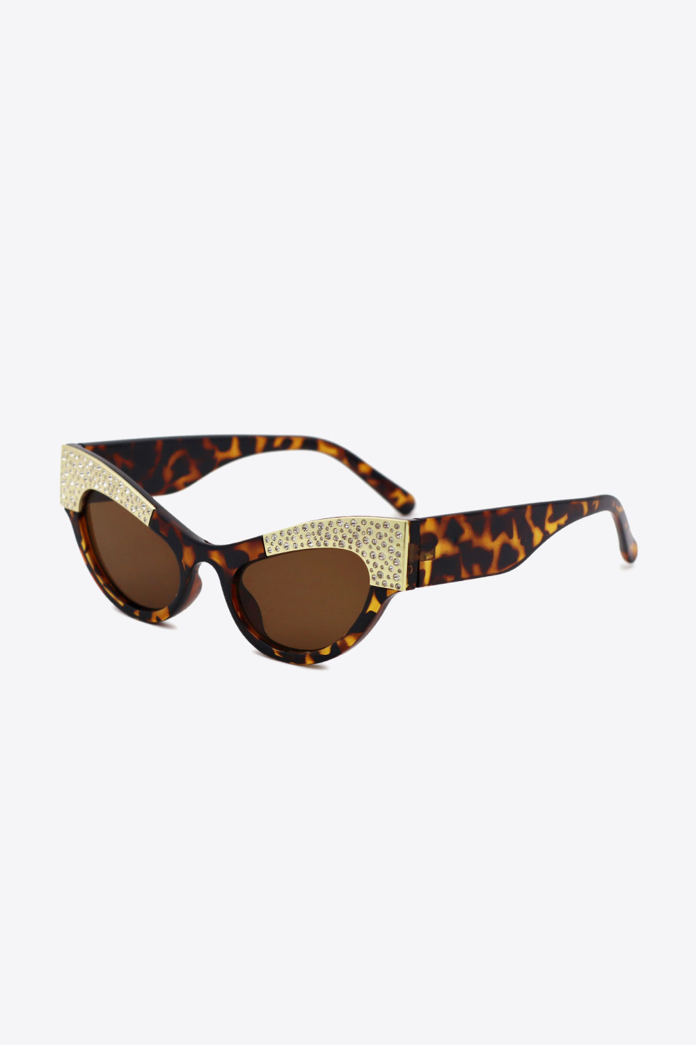 UV400 Cat-Eye Sunglasses with Rhinestone Trim