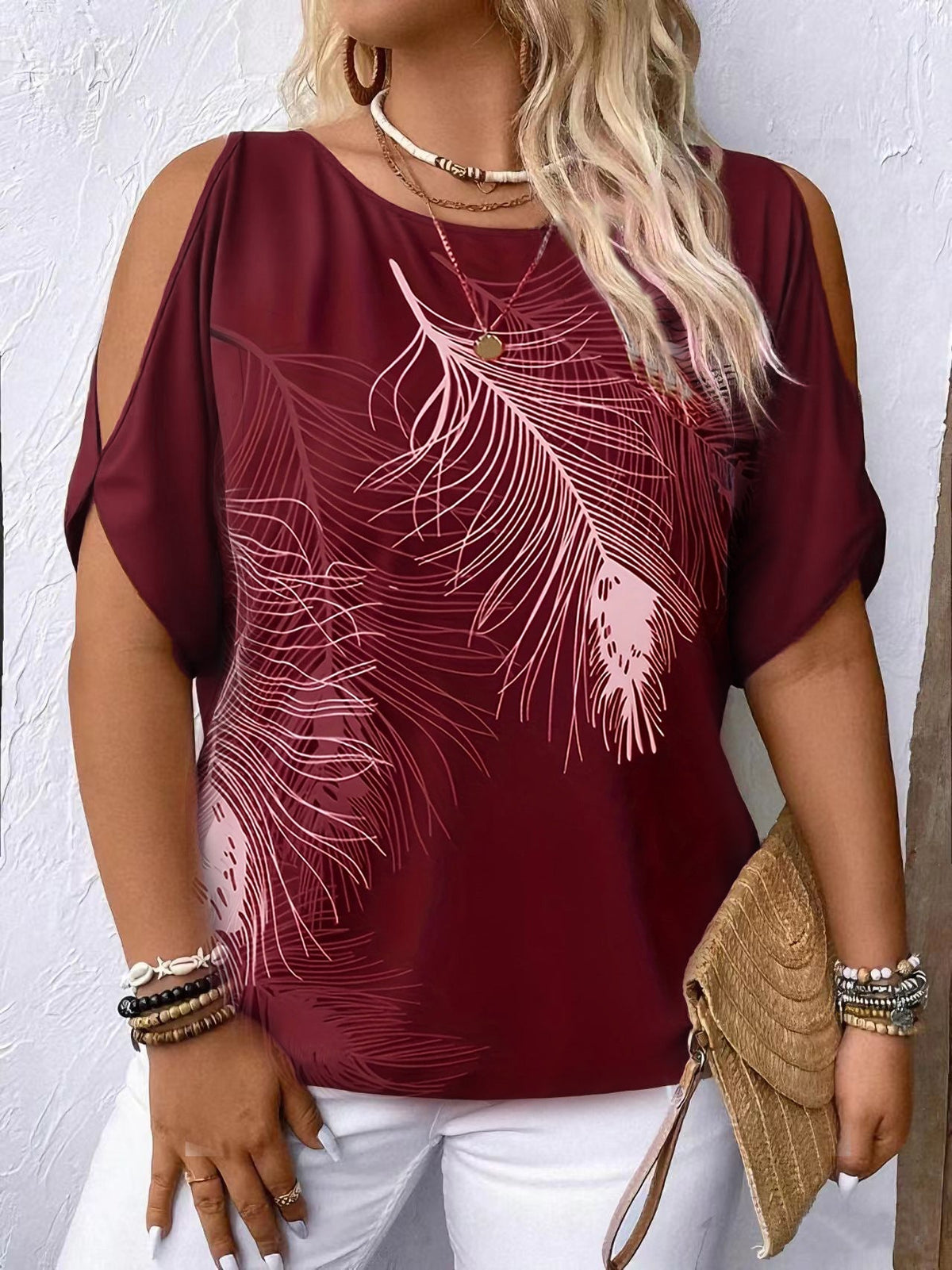 Women's Loose Round-neck Off-shoulder Top