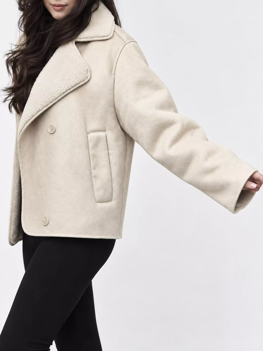 Sherpa Collar Dropped Shoulder Jacket