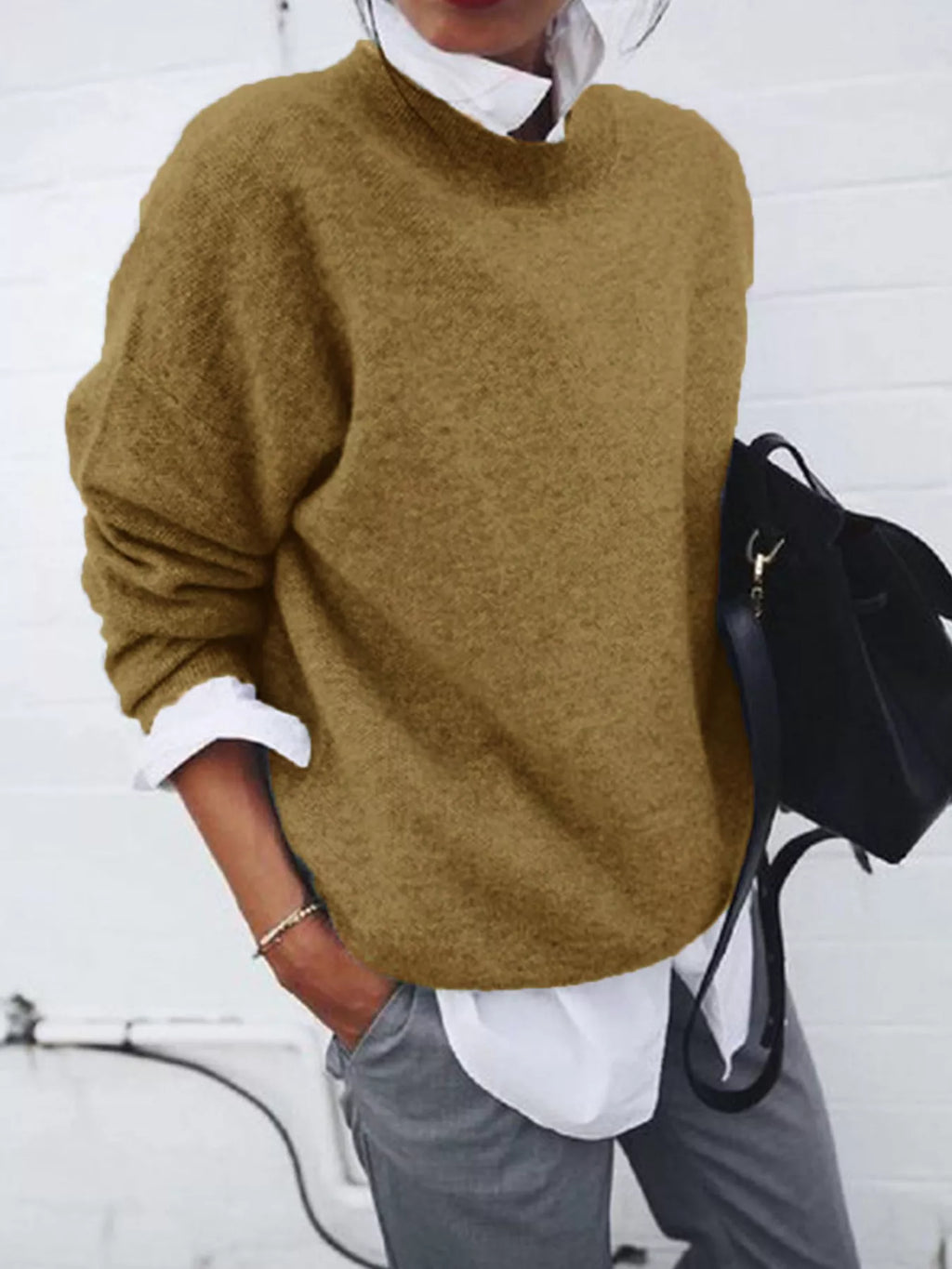 Full Size Round Neck Long Sleeve Sweater Plus Size