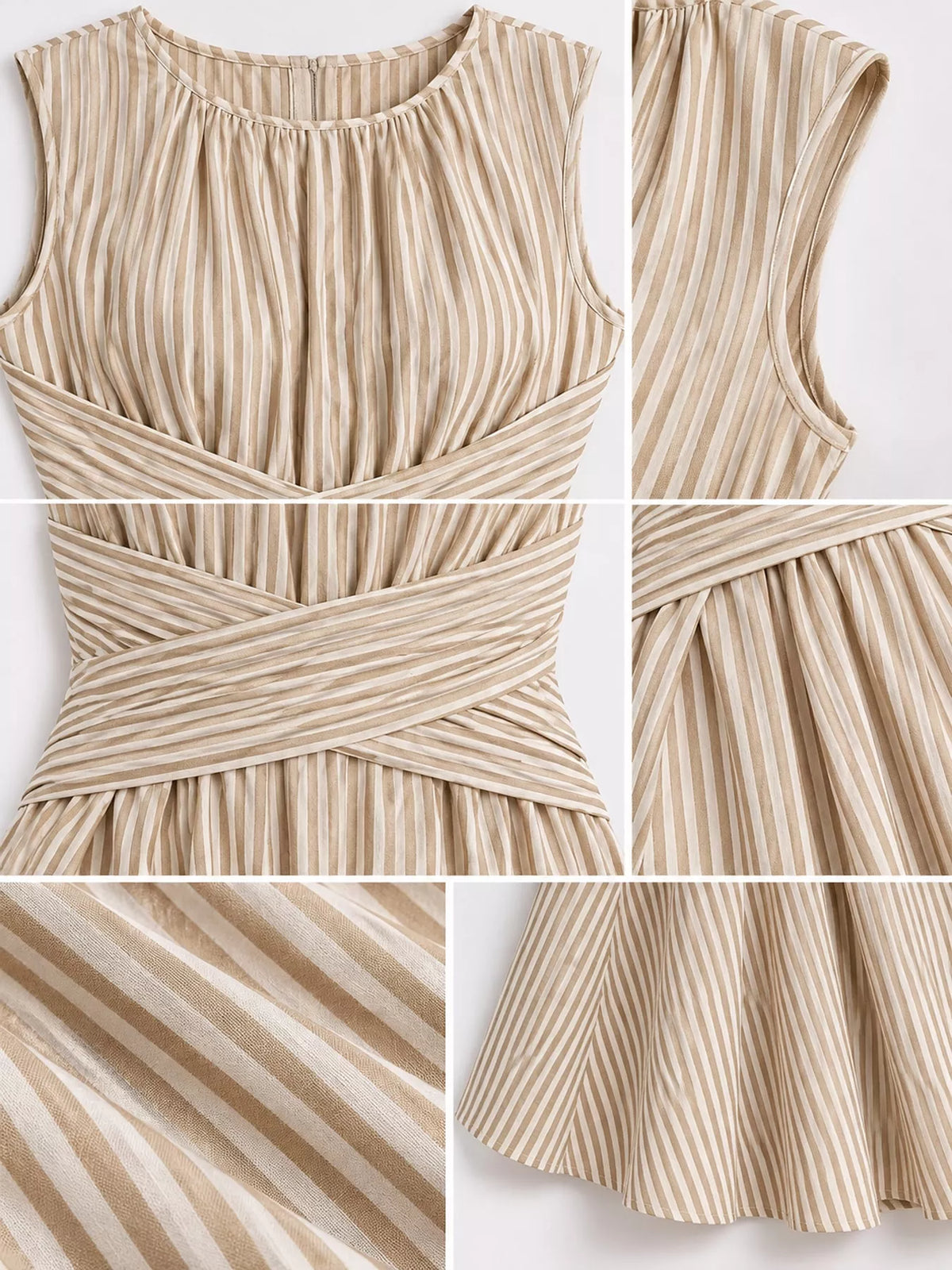 Full Size Sleeveless Striped Maxi Dress with Criss-Cross Waist Detail Plus Size