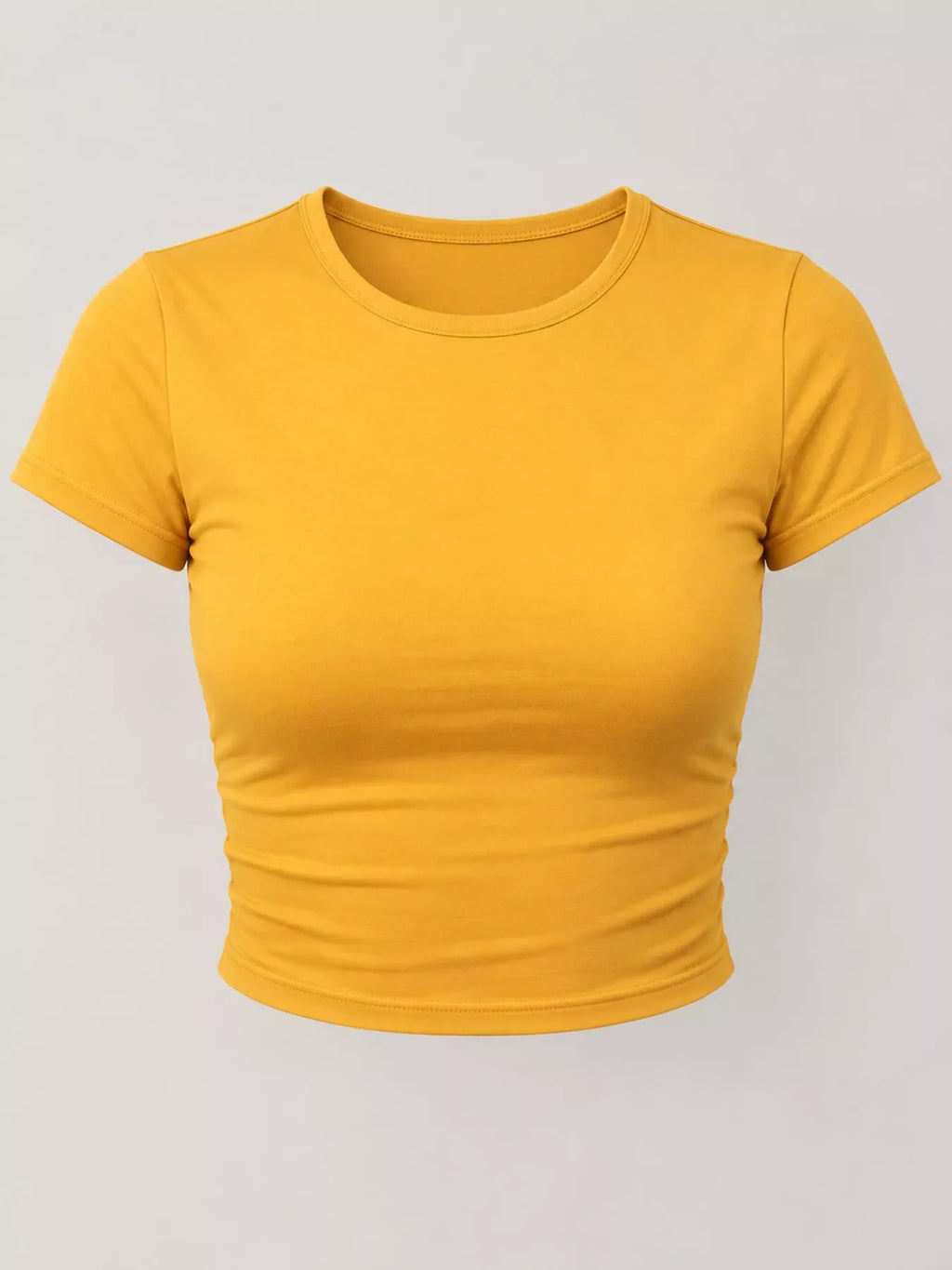 Slim Fit Basic Crew Neck Short Sleeve Crop T-Shirt