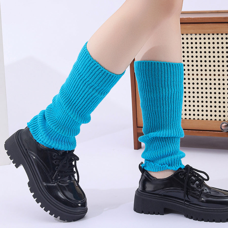 Winter Fashion Ribbed Knitted Hot Sale Harajuku Neon Long Socks Winter Boot Gaiters Clubwear Women Girls Japanese Lolita Leg Warmer