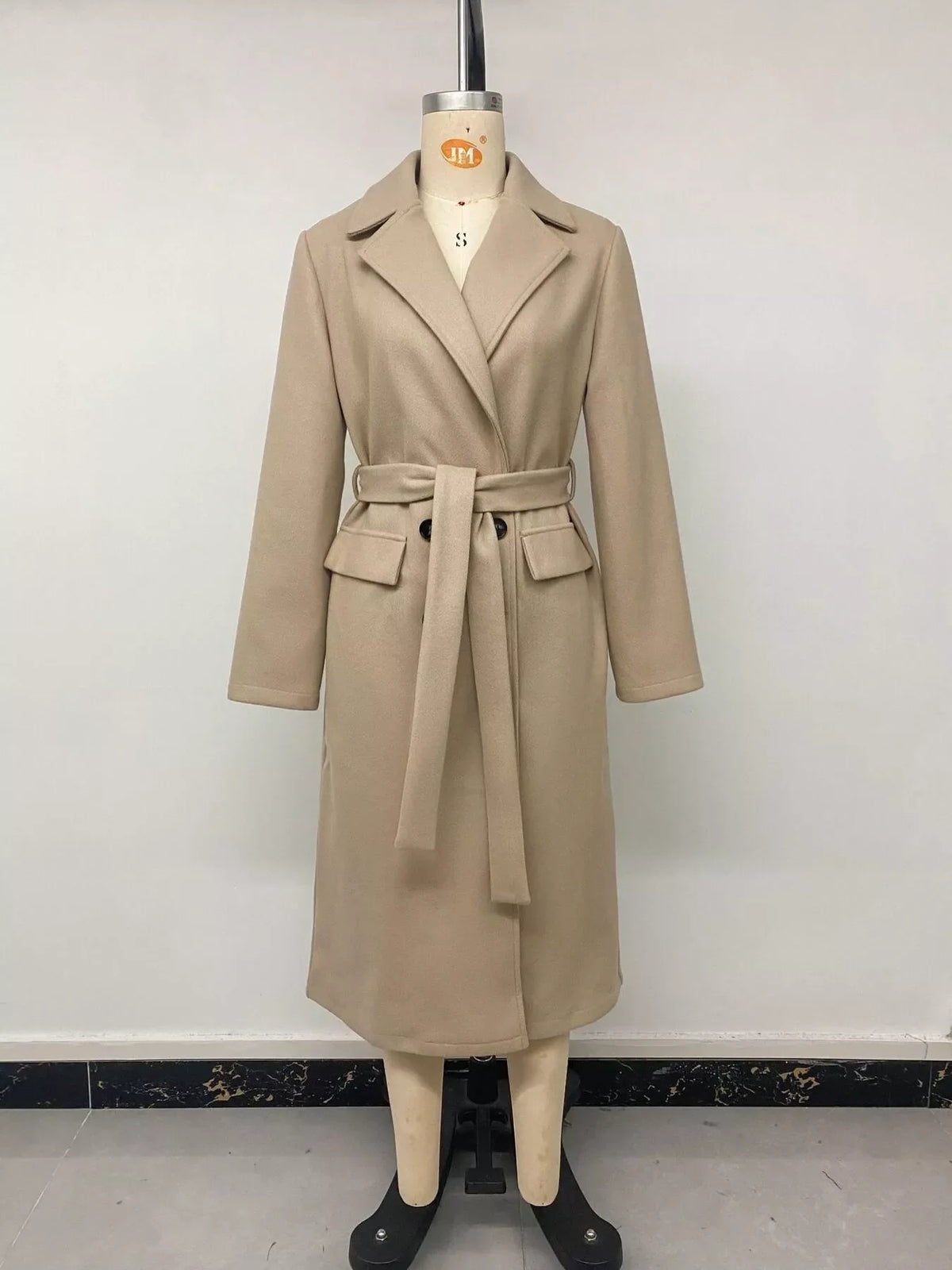 Double-Breasted Lapel Collar Longline Coat