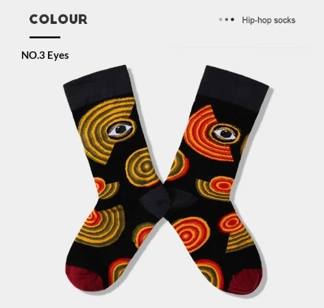 French Creative Socks Illustration Art Socks For Men And Women Couples