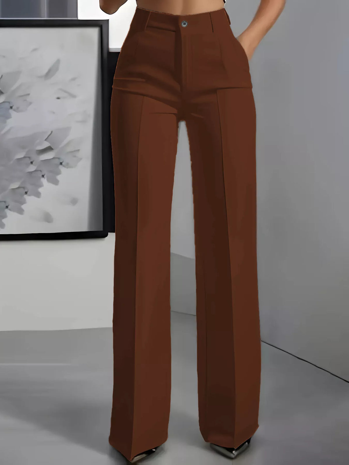 Full Size High-Waisted Wide-Leg Pants Plus Size