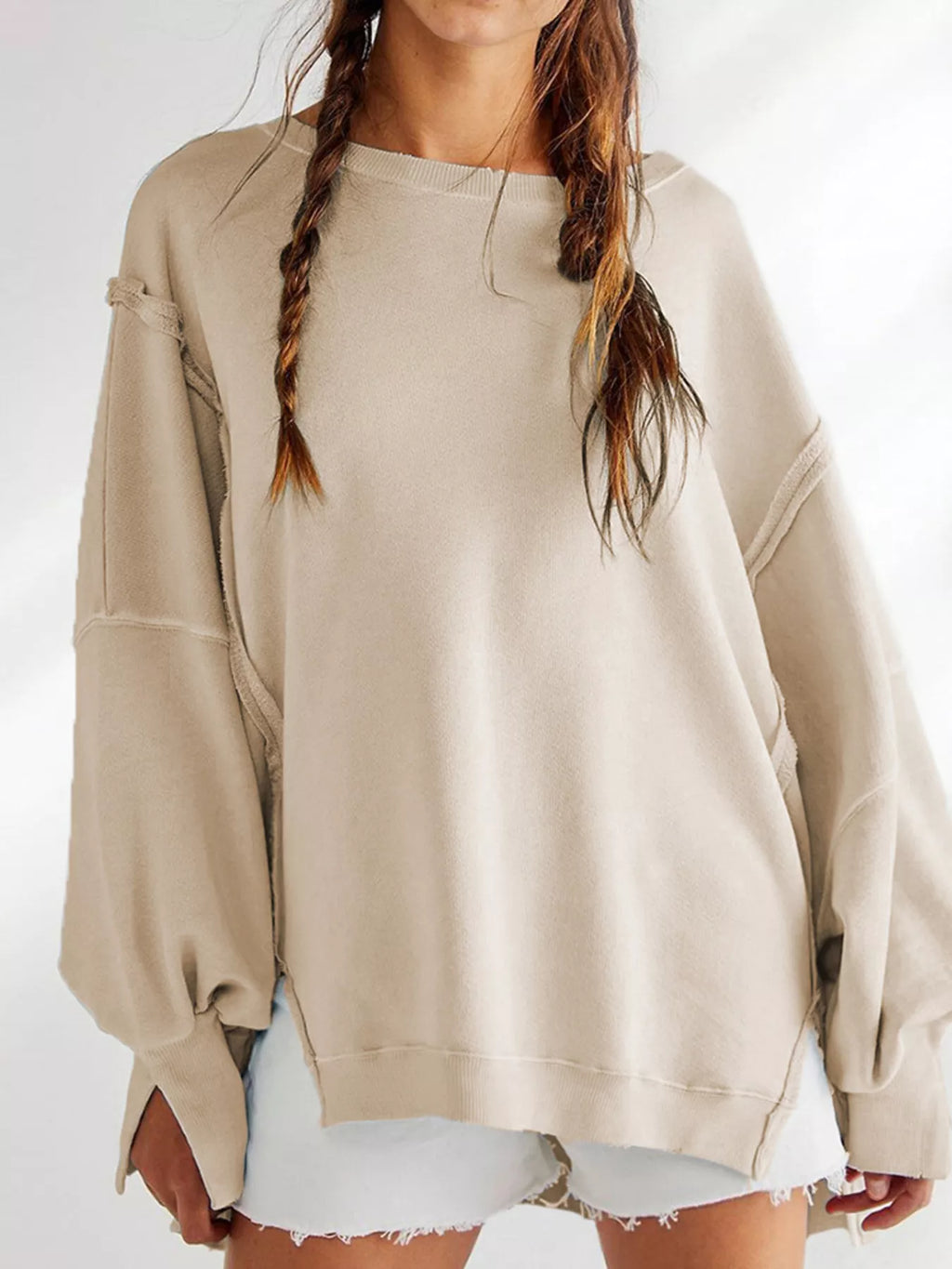 Oversized Relaxed Fit Crew Neck Sweatshirt